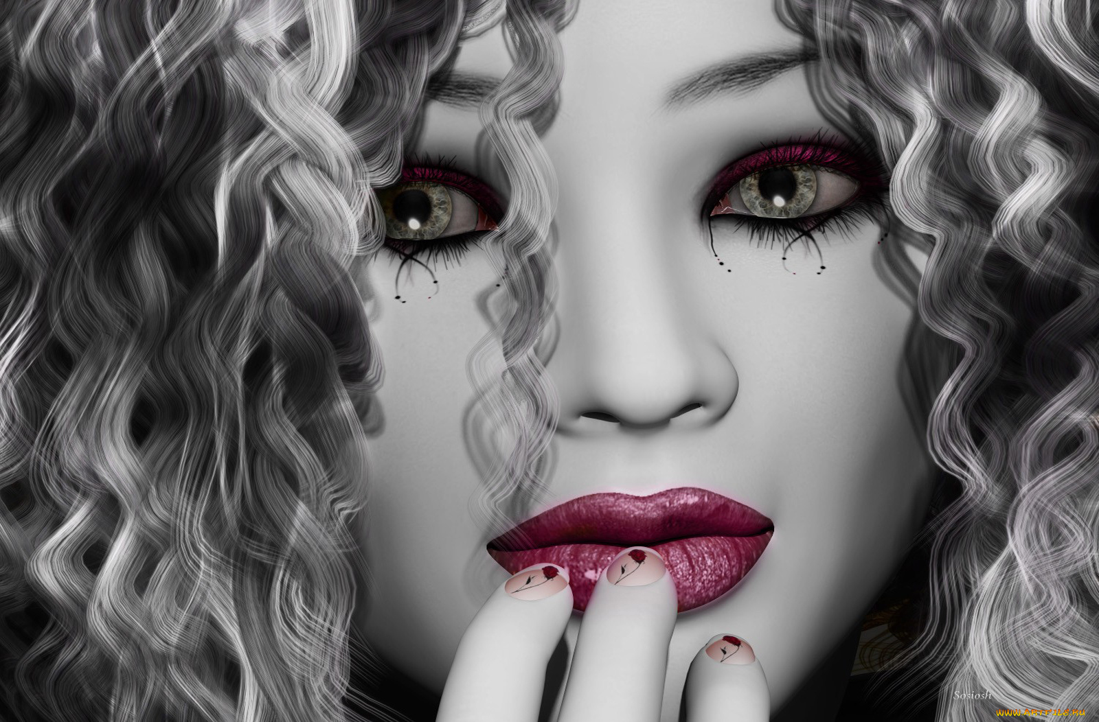 3д, графика, portraits, портрет, глаза, губы