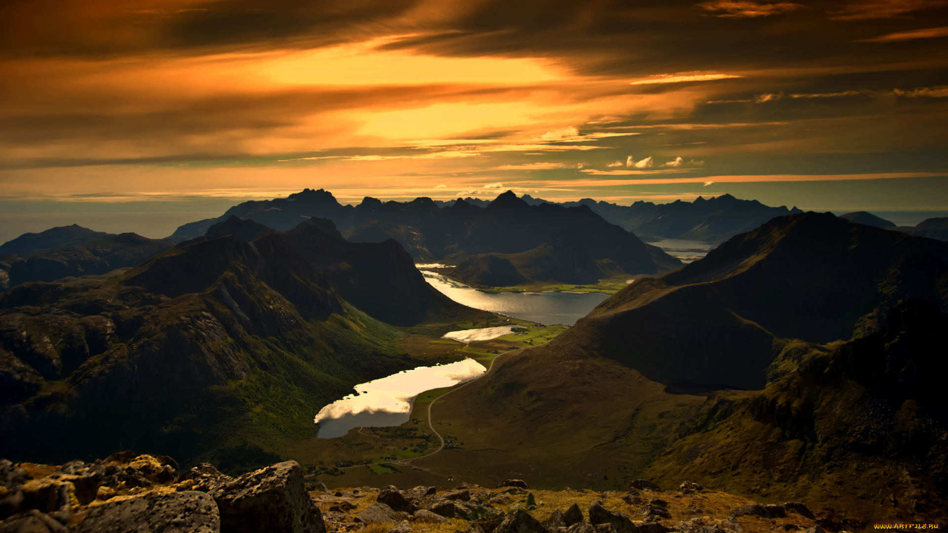 природа, горы, закат, пейзаж