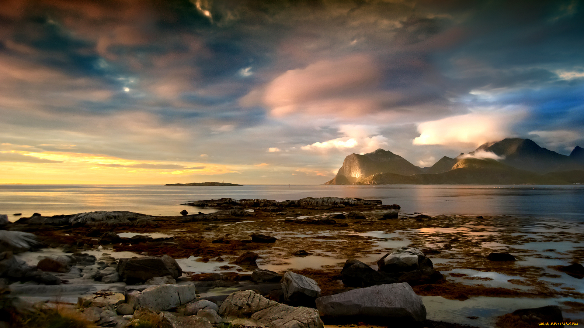 природа, побережье, берег, горы, камни, море