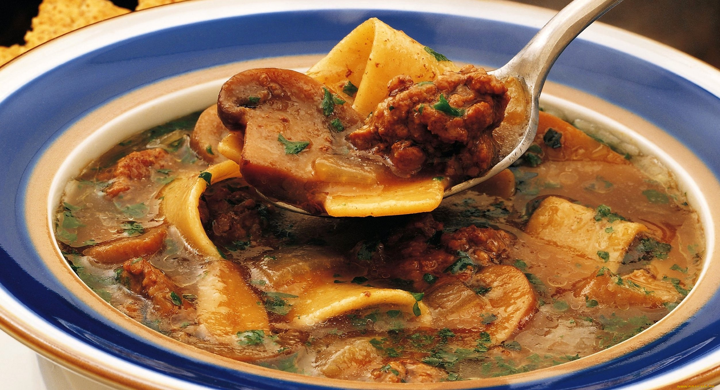 еда, первые, блюда, ложка, грибной, суп, тарелка