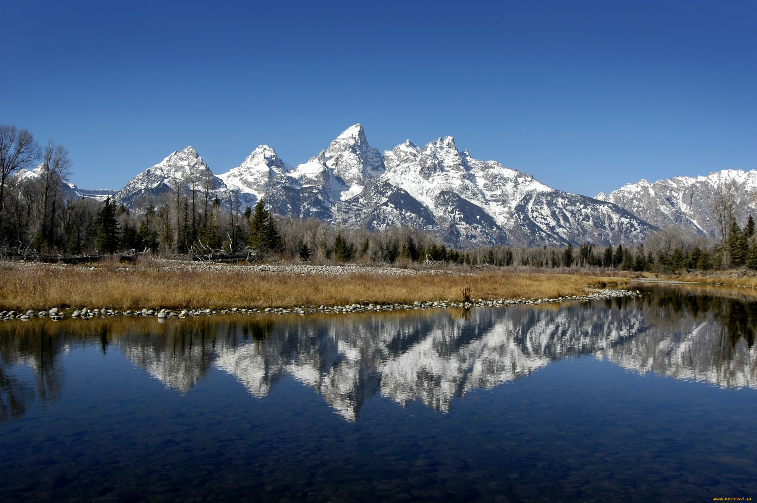 природа, горы, озеро, пейзаж, деревья