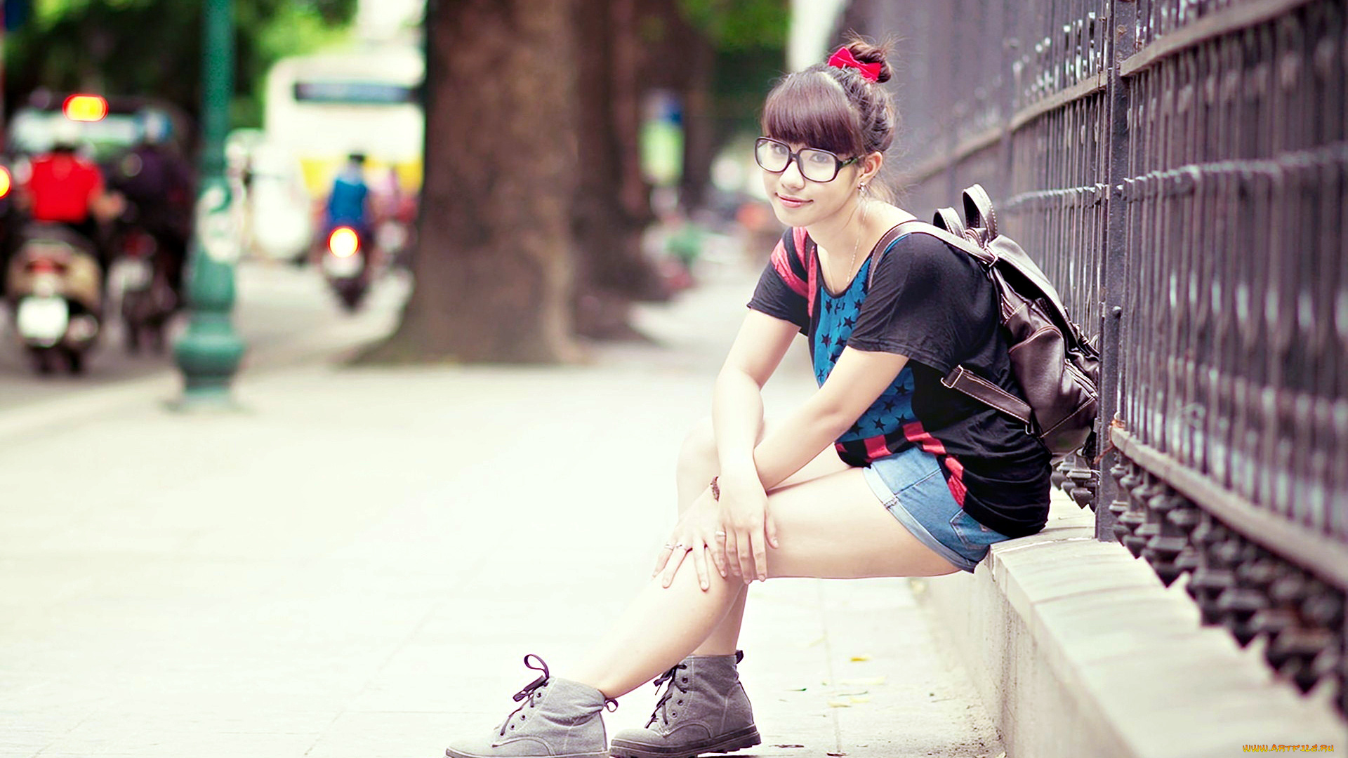 -Unsort, Азиатки, девушки, unsort, азиатки, очки, рюкзак