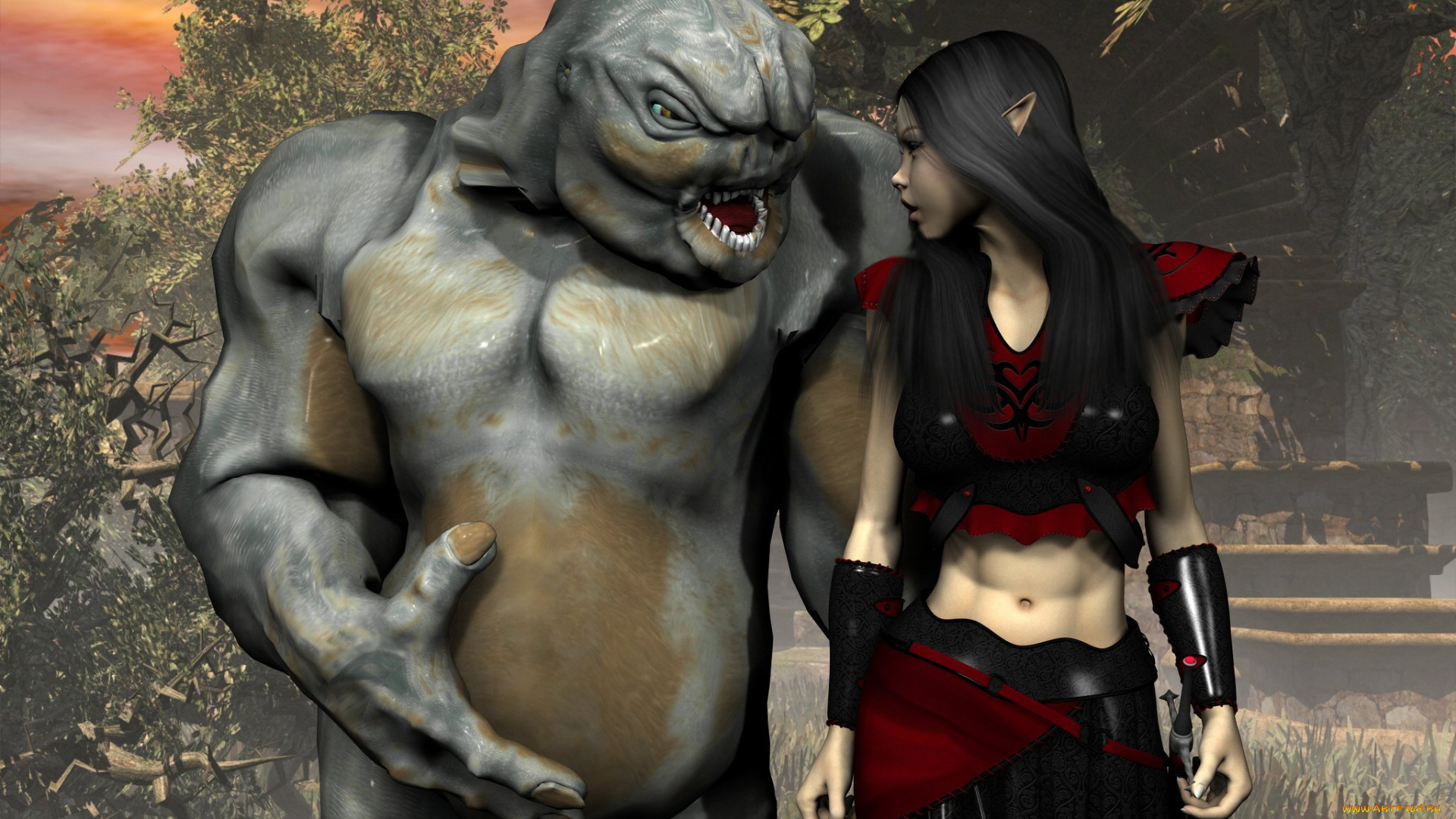 3д, графика, elves, эльфы, эльфийка, существо