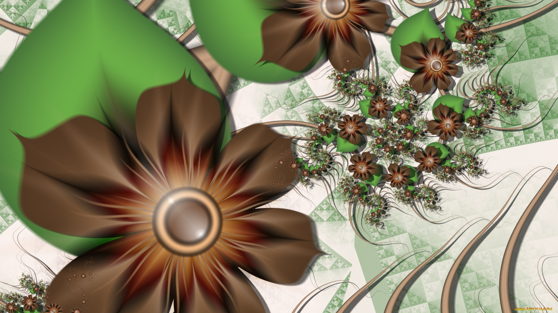 3д, графика, flowers, цветы, фрактал, узор, лепестки