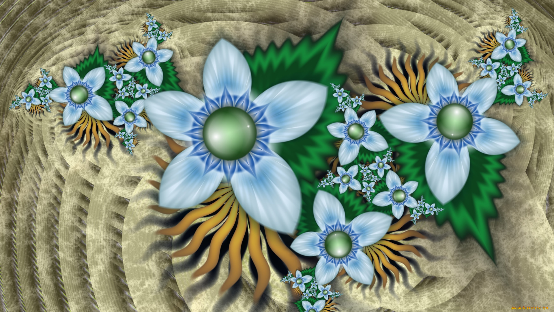 3д, графика, flowers, цветы, фрактал, узор, лепестки