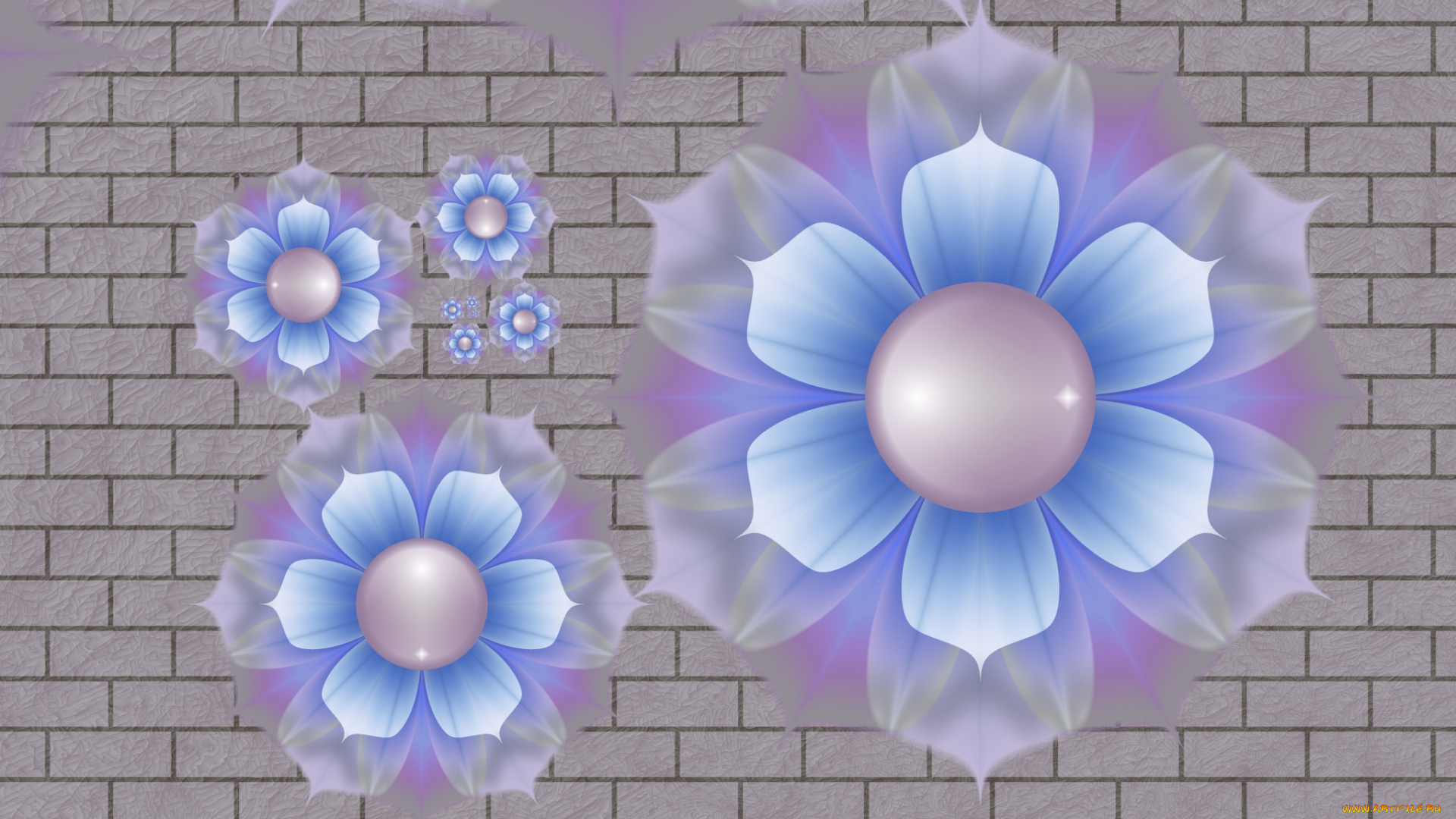 3д, графика, fractal, фракталы, узор, лепестки, цветы