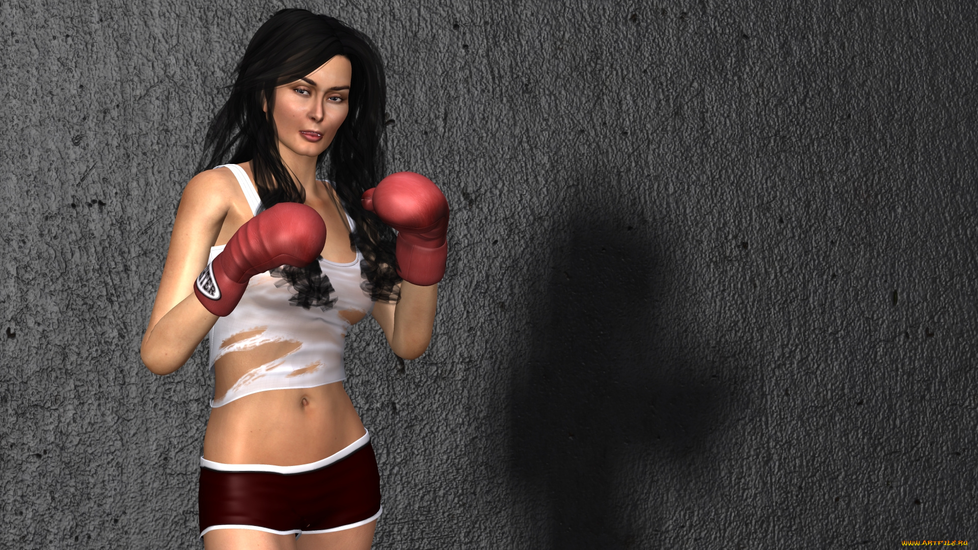 3д, графика, people, люди, тренировка, перчатки, девушка