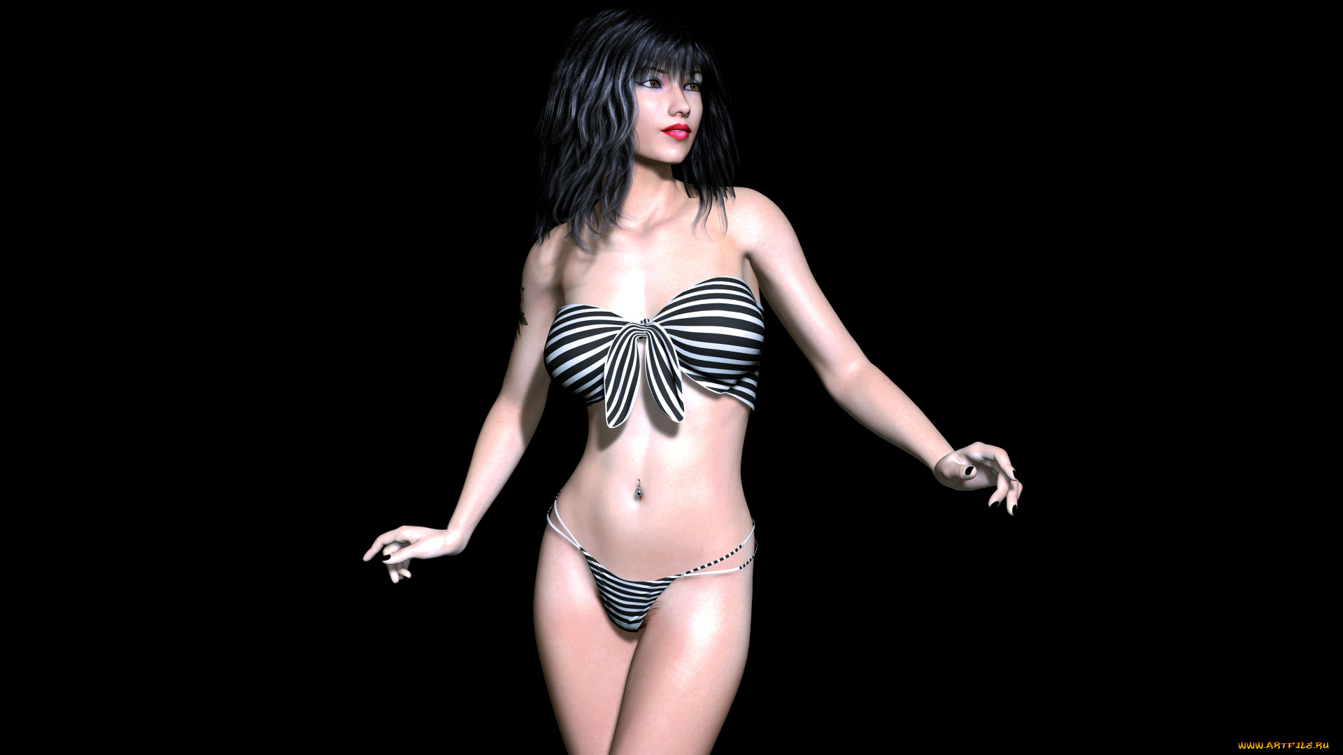 3д, графика, people, люди, взгляд, девушка, купальник