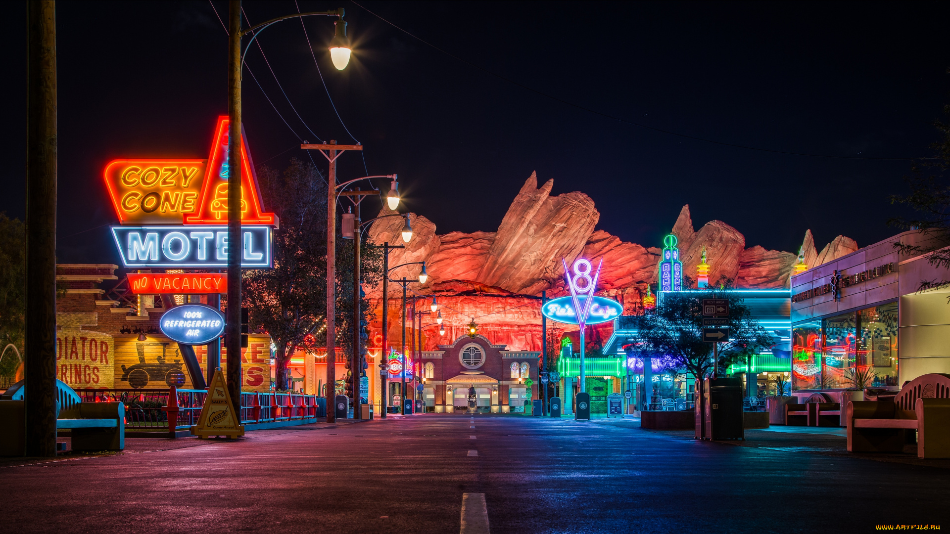 города, диснейленд, радиатор, спрингс