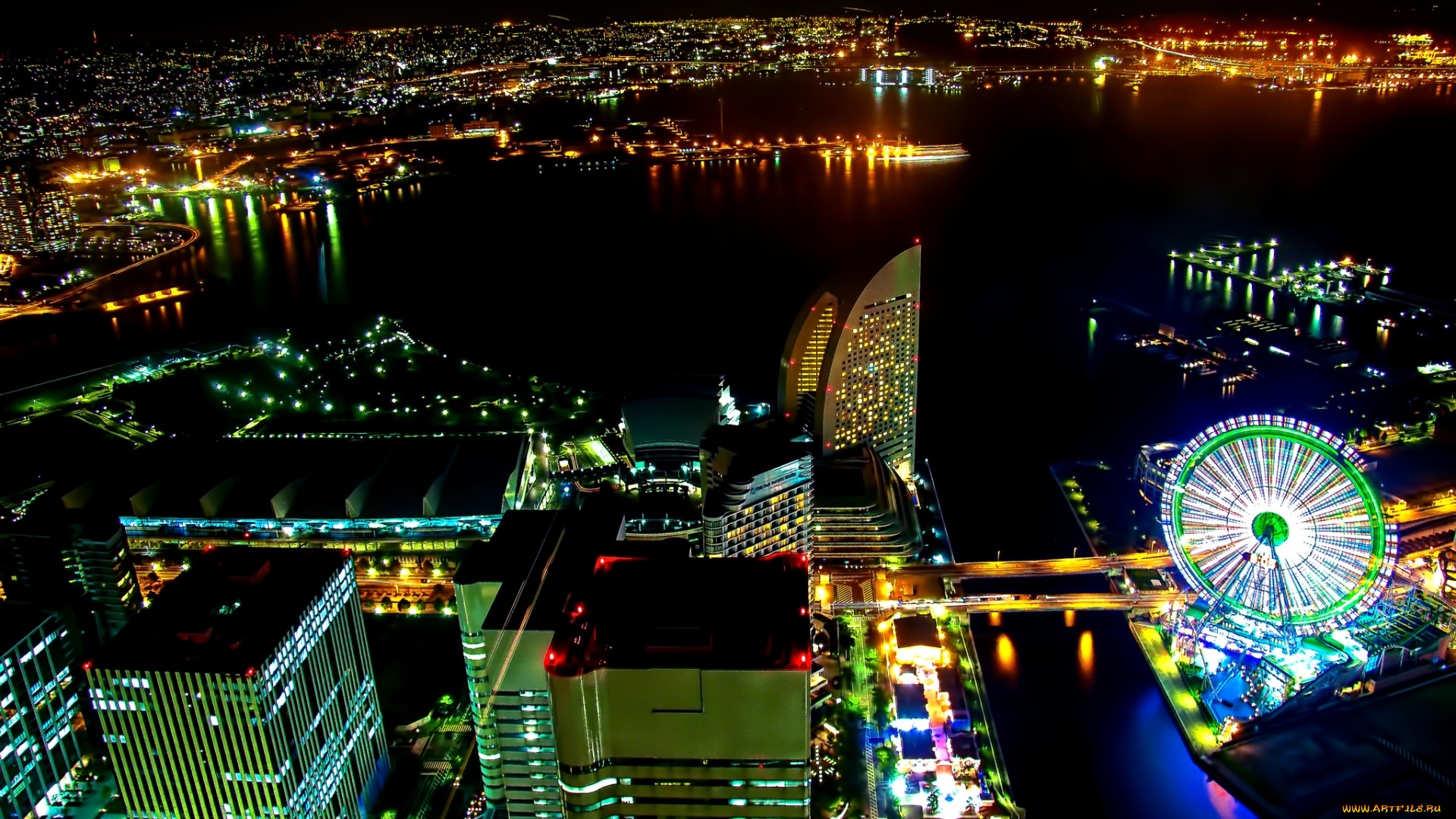 города, йокогама, Япония, hdr, панорама