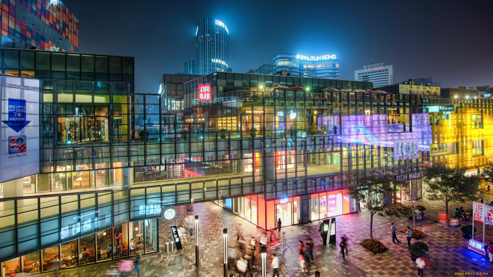 города, пекин, китай, кнр, торговый, центр, люди, современная, архитектура, мегаполис