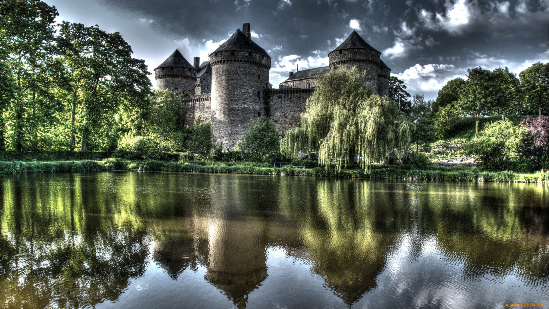 города, замки, луары, франция, отражение