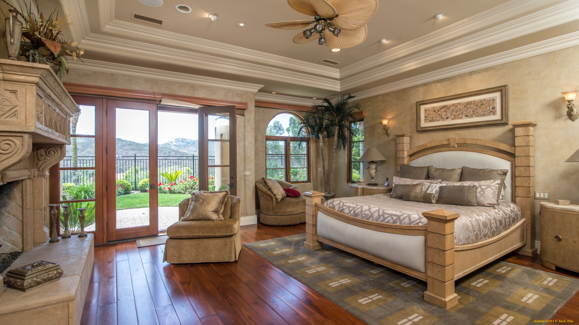 интерьер, спальня, красота, кресла, кровать