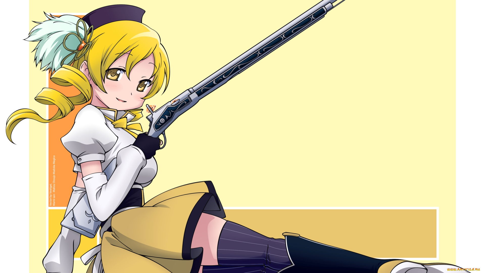 mami, tomoe, аниме, mahou, shoujo, madoka, magika, девушка, ружьё, ножки, magica