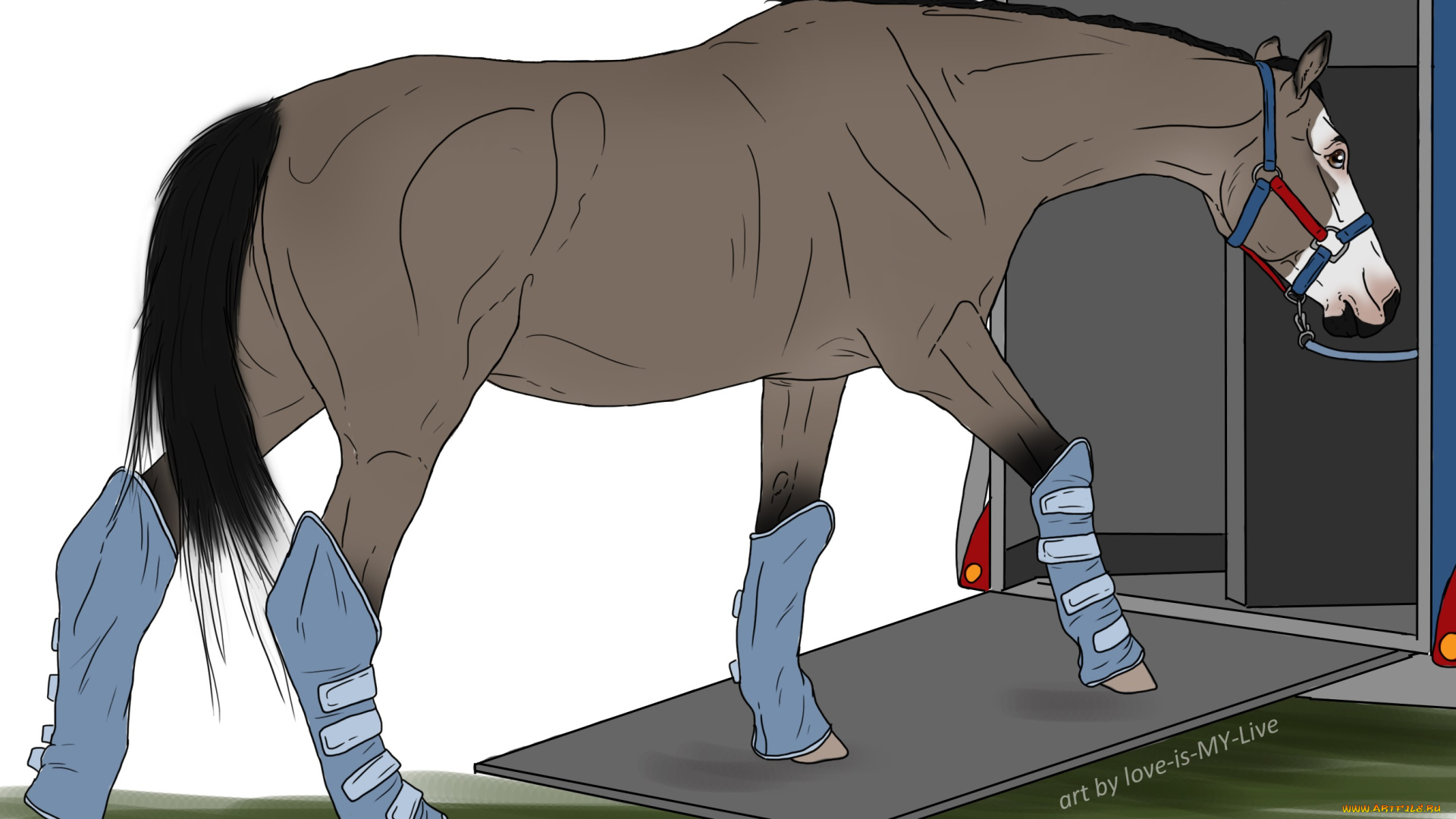 рисованные, животные, лошади, лошадь