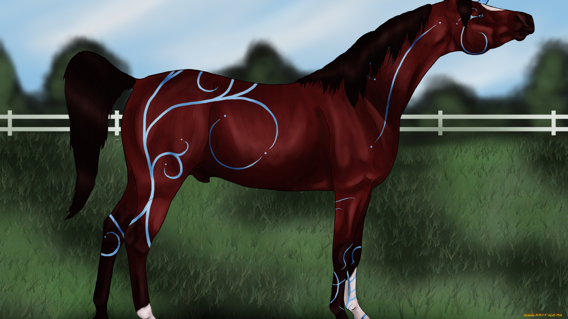 рисованные, животные, сказочные, мифические, лошадь