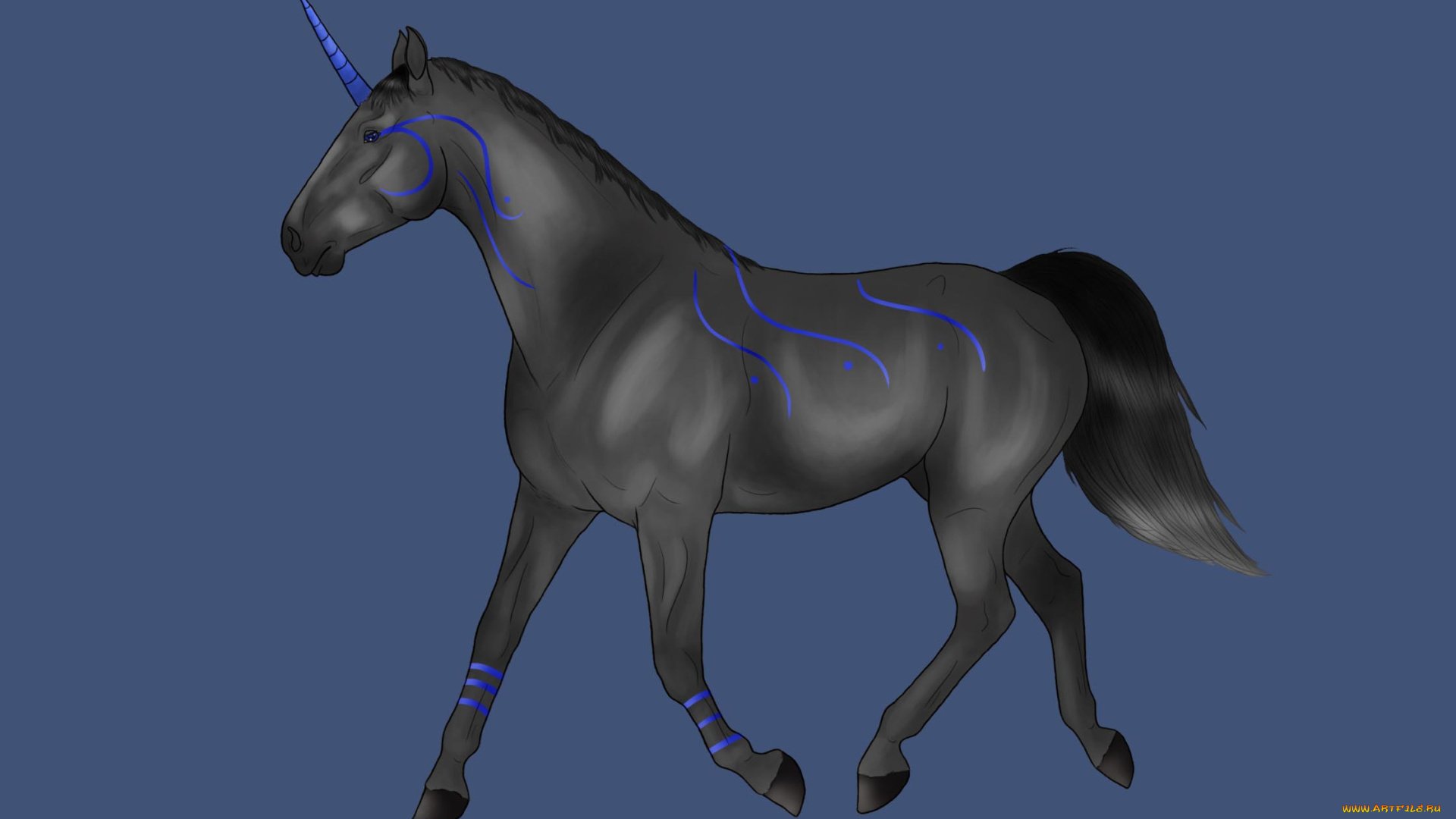 рисованные, животные, сказочные, мифические, единорог