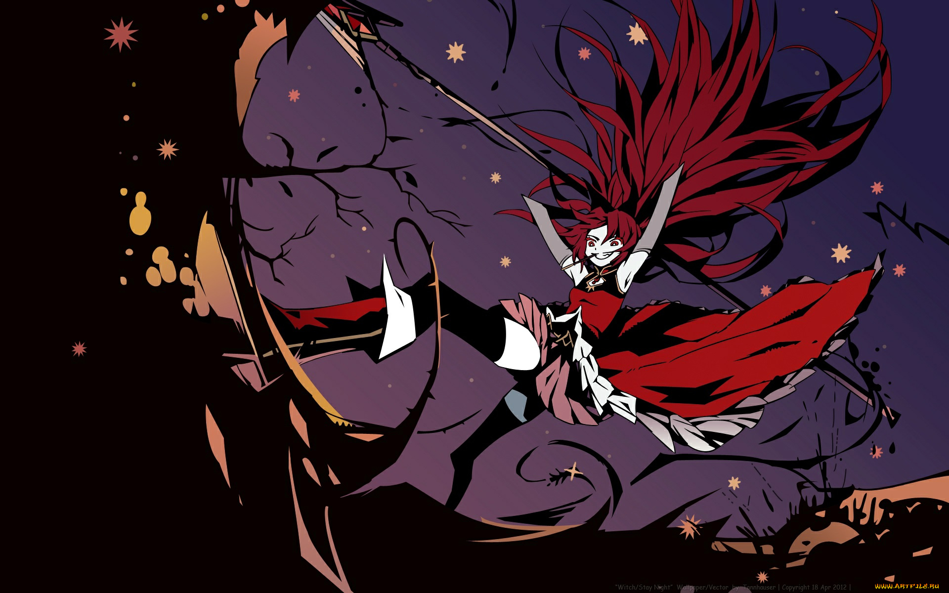 аниме, mahou, shoujo, madoka, magika, красное, платье, девушка, magica, sakura, kyouko