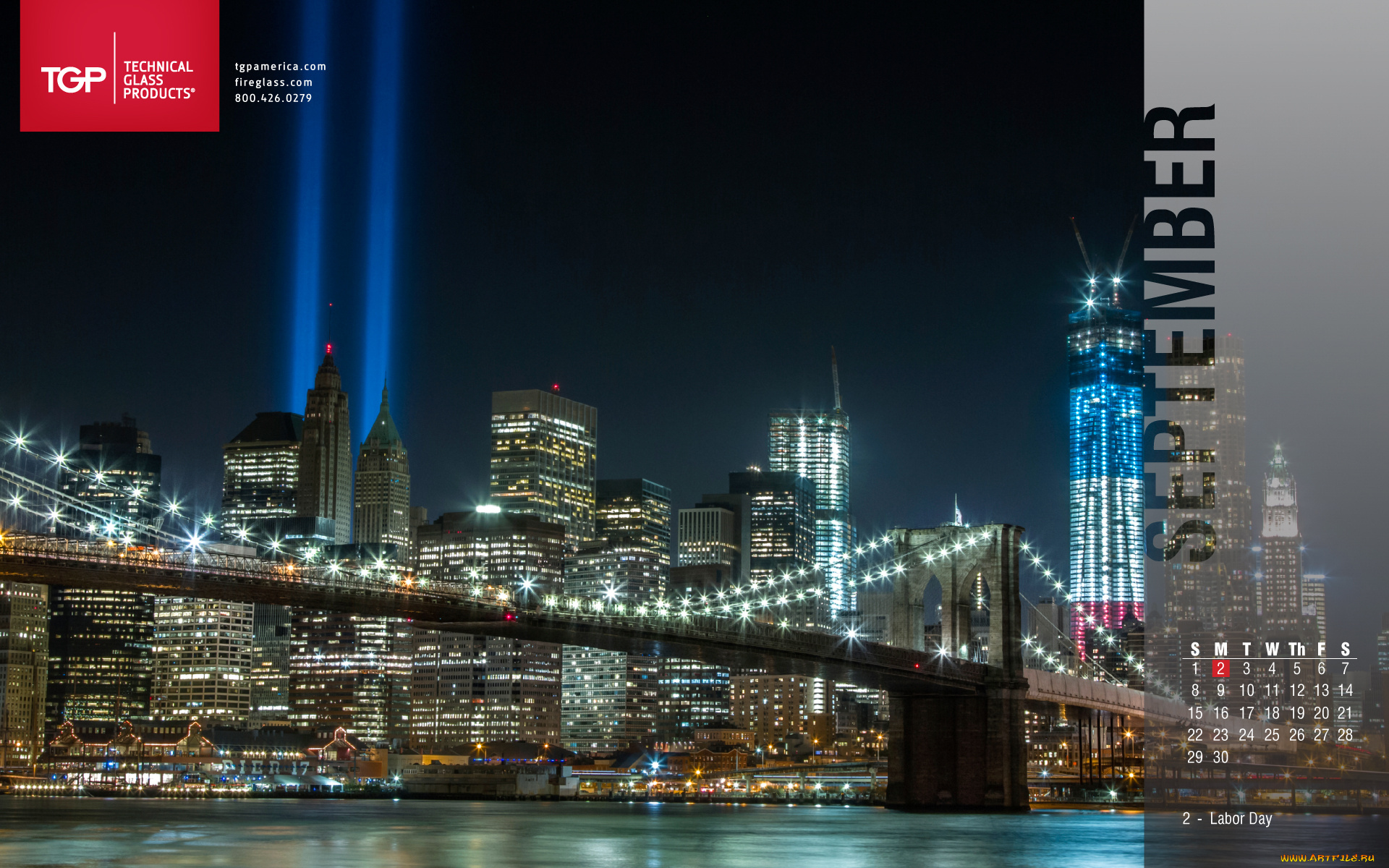 календари, города, мост, нью-йорк, ночь
