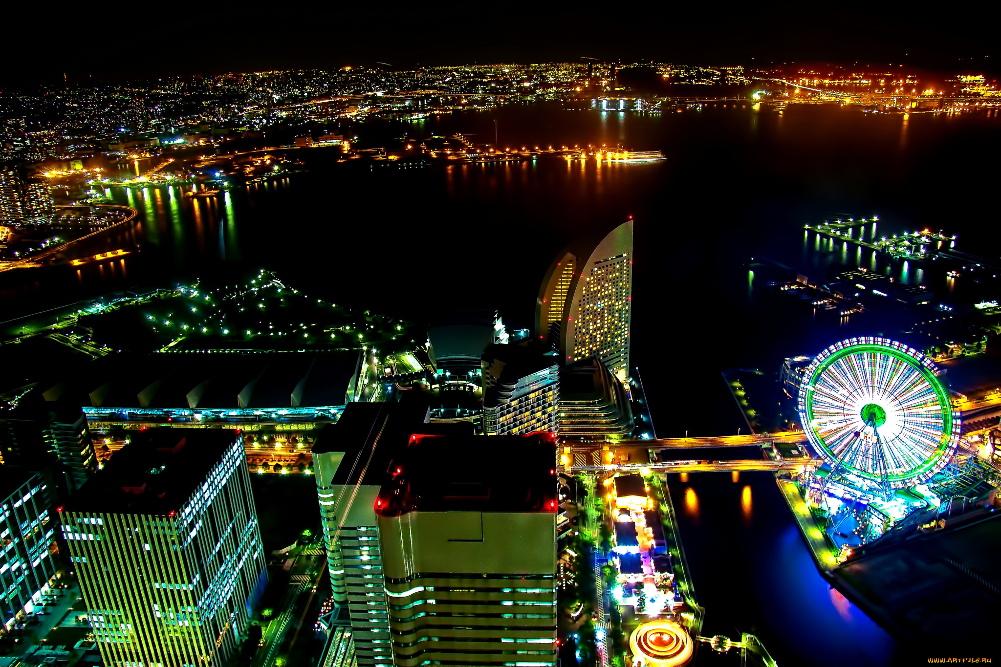 города, йокогама, Япония, hdr, панорама