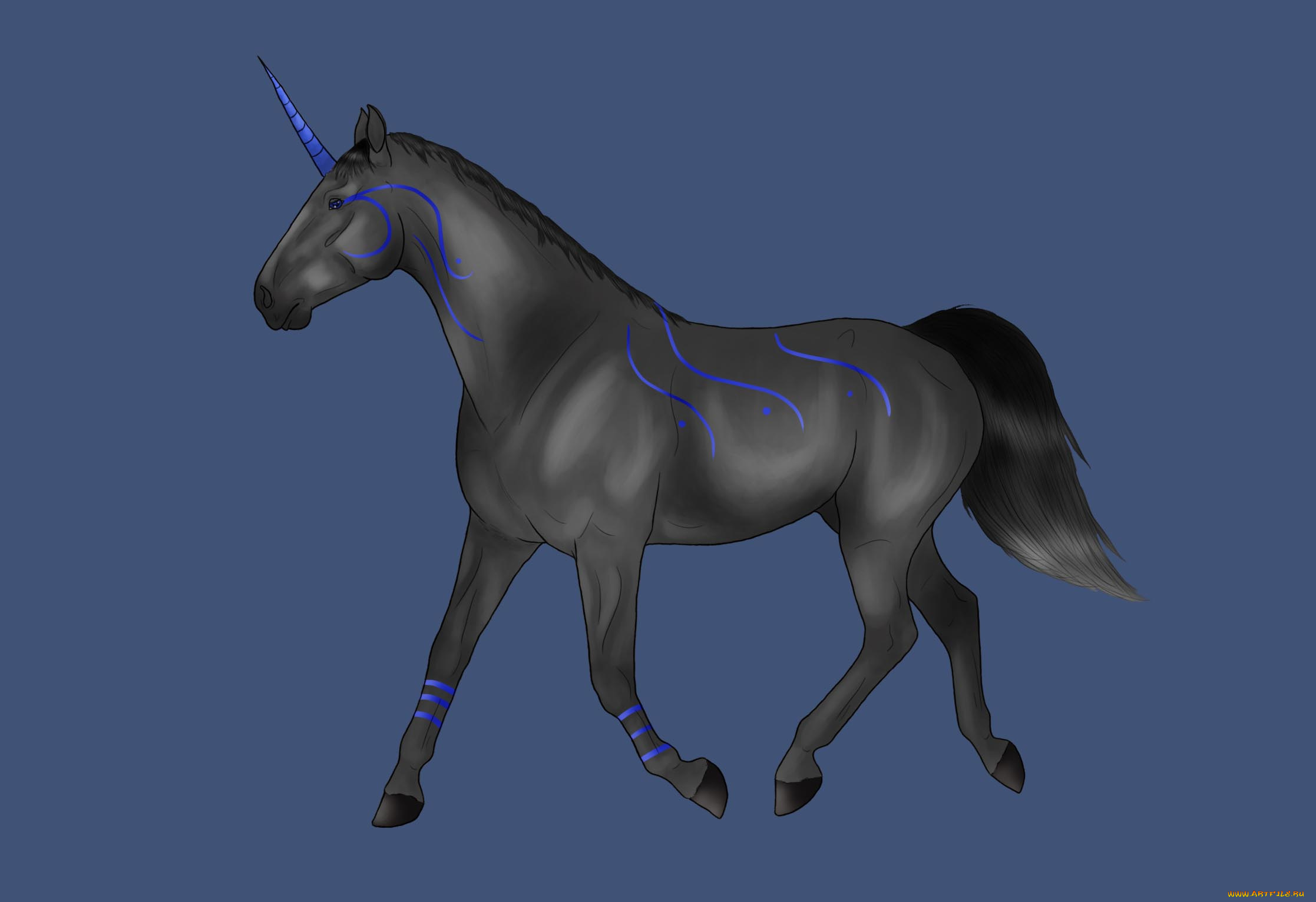 рисованные, животные, сказочные, мифические, единорог