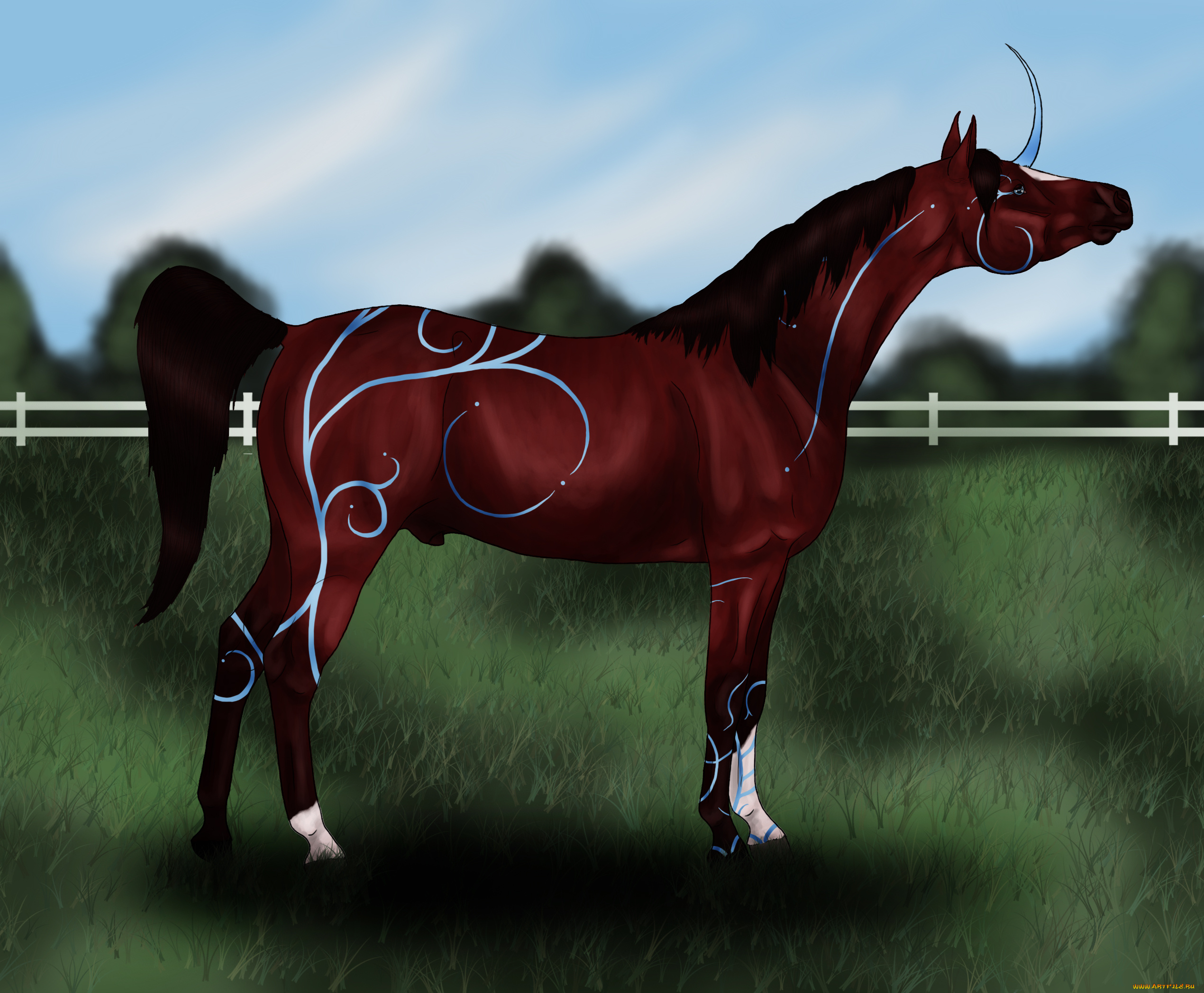 рисованные, животные, сказочные, мифические, лошадь