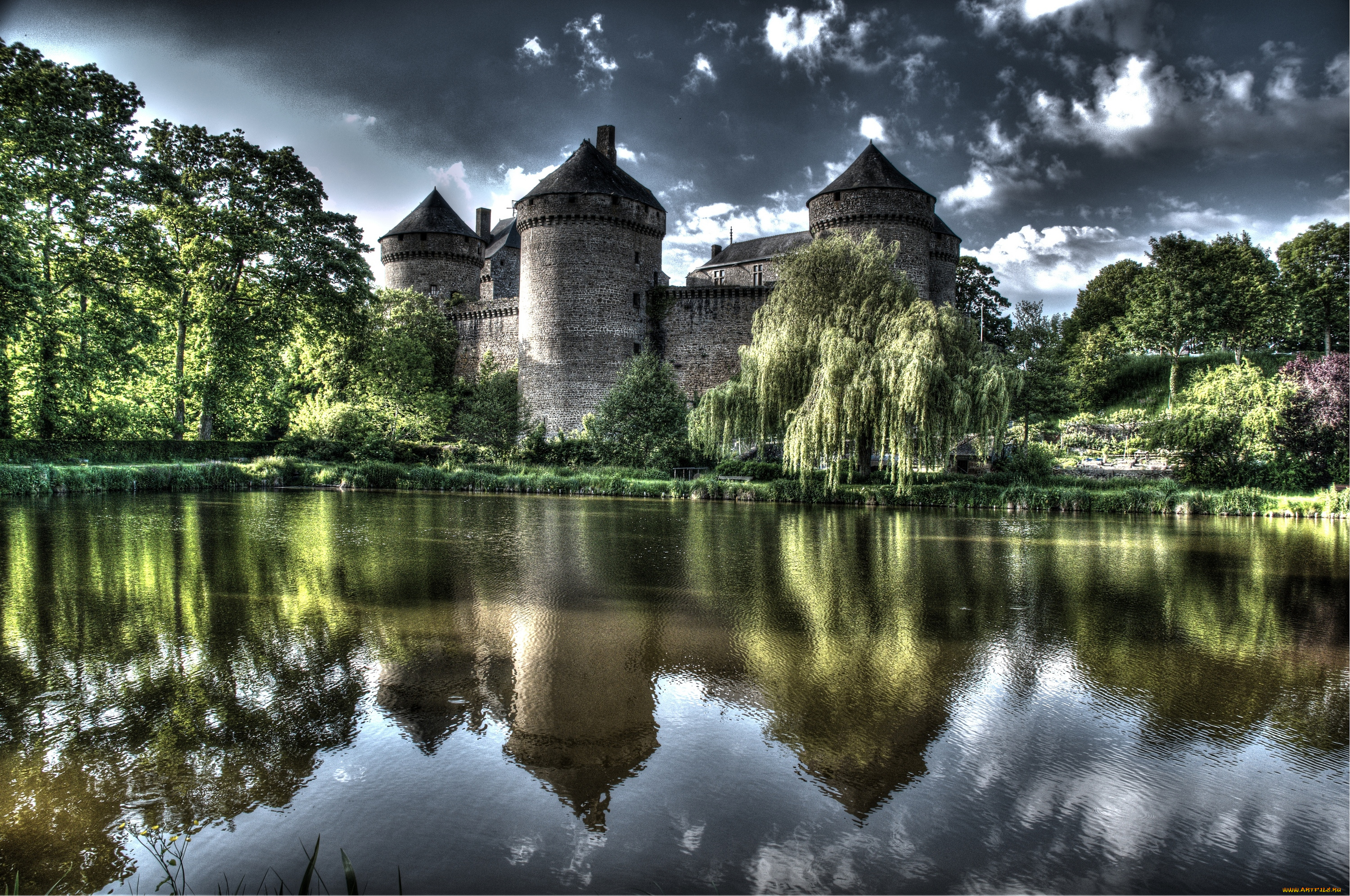 города, замки, луары, франция, отражение