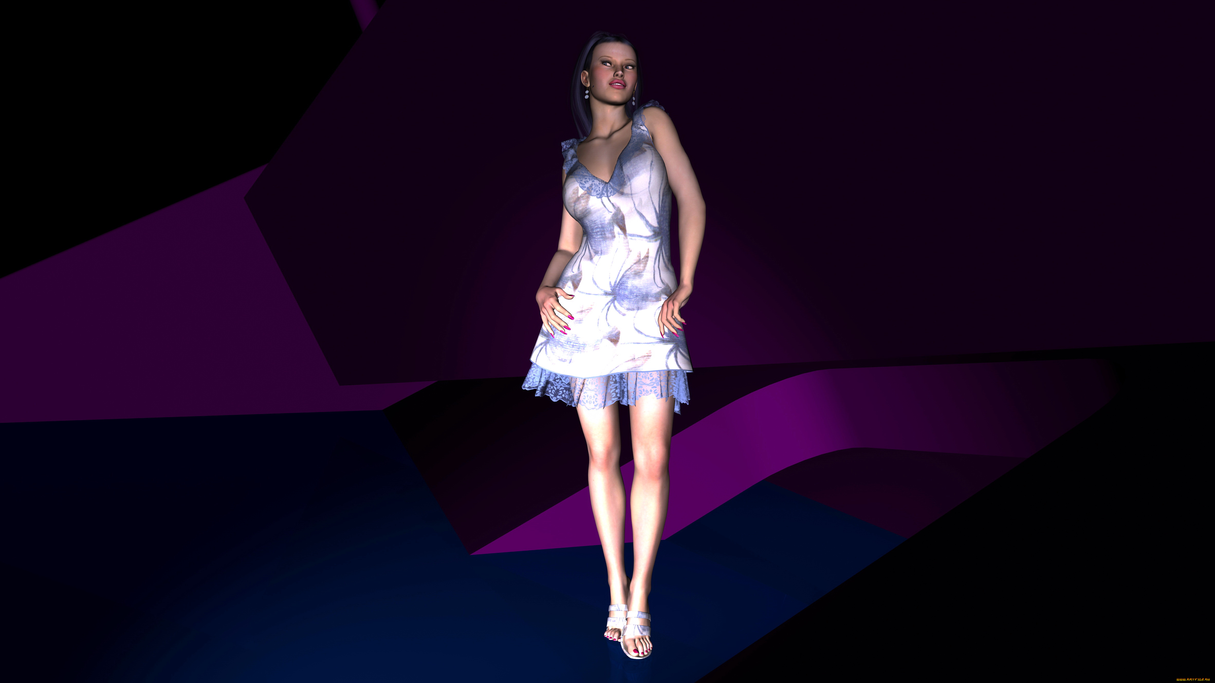 3д, графика, people, люди, девушка, взгляд, платье