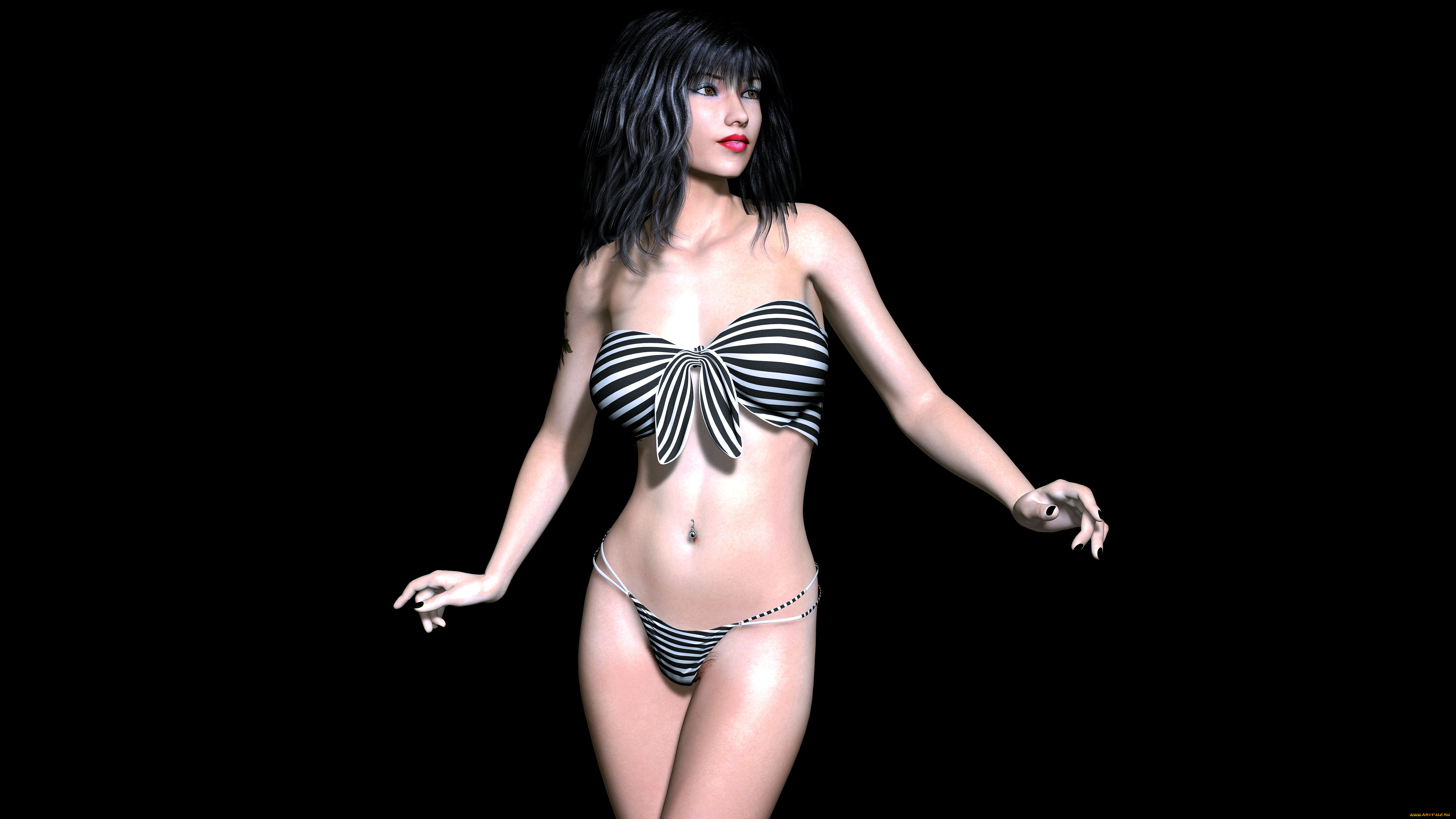 3д, графика, people, люди, взгляд, девушка, купальник