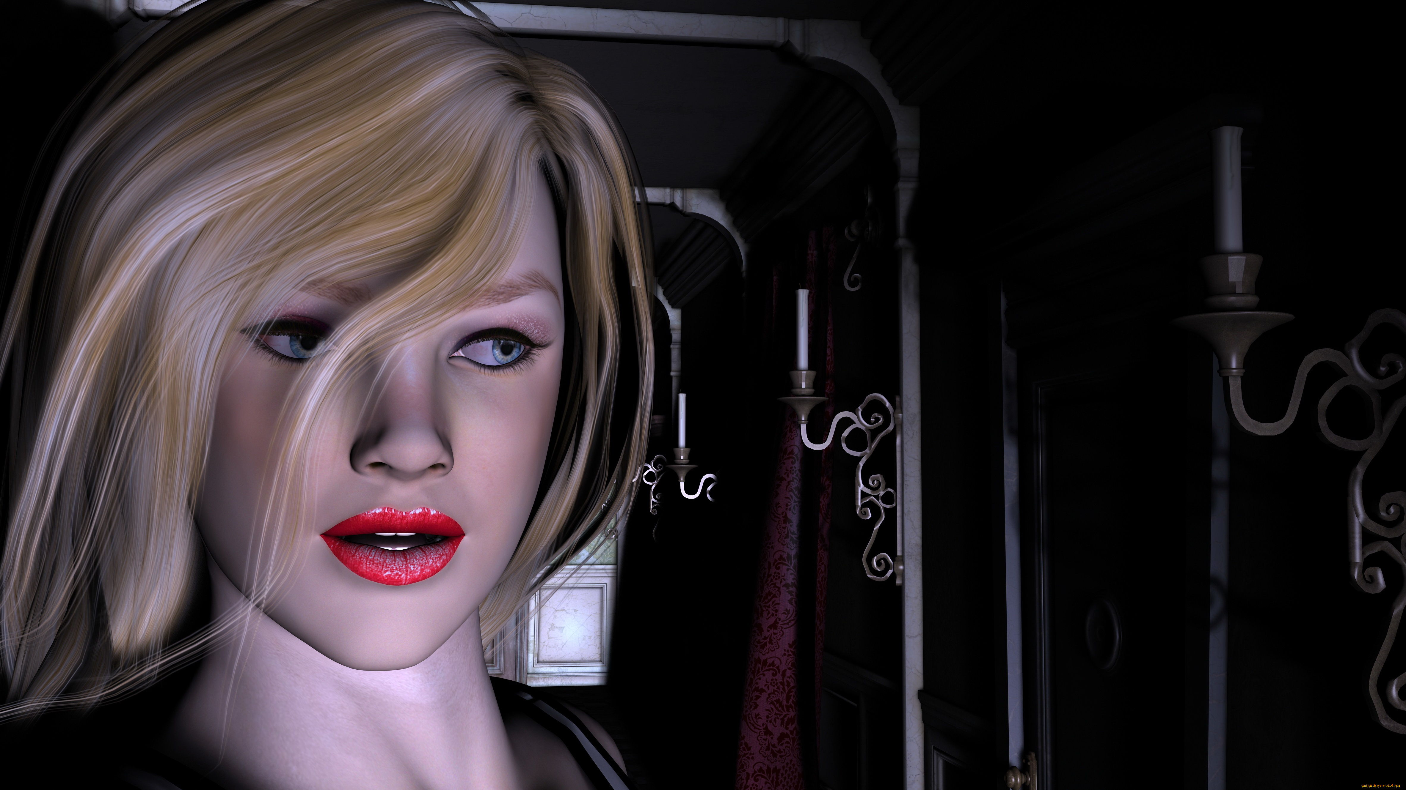 3д, графика, portraits, портрет, девушка, взгляд, блондинка