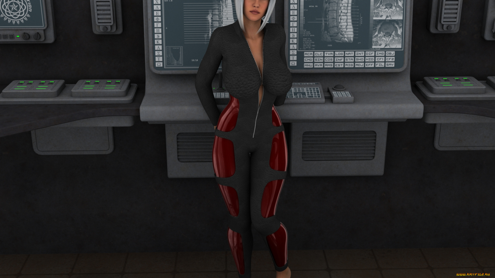 3д, графика, люди, , people, пульт, взгляд, девушка