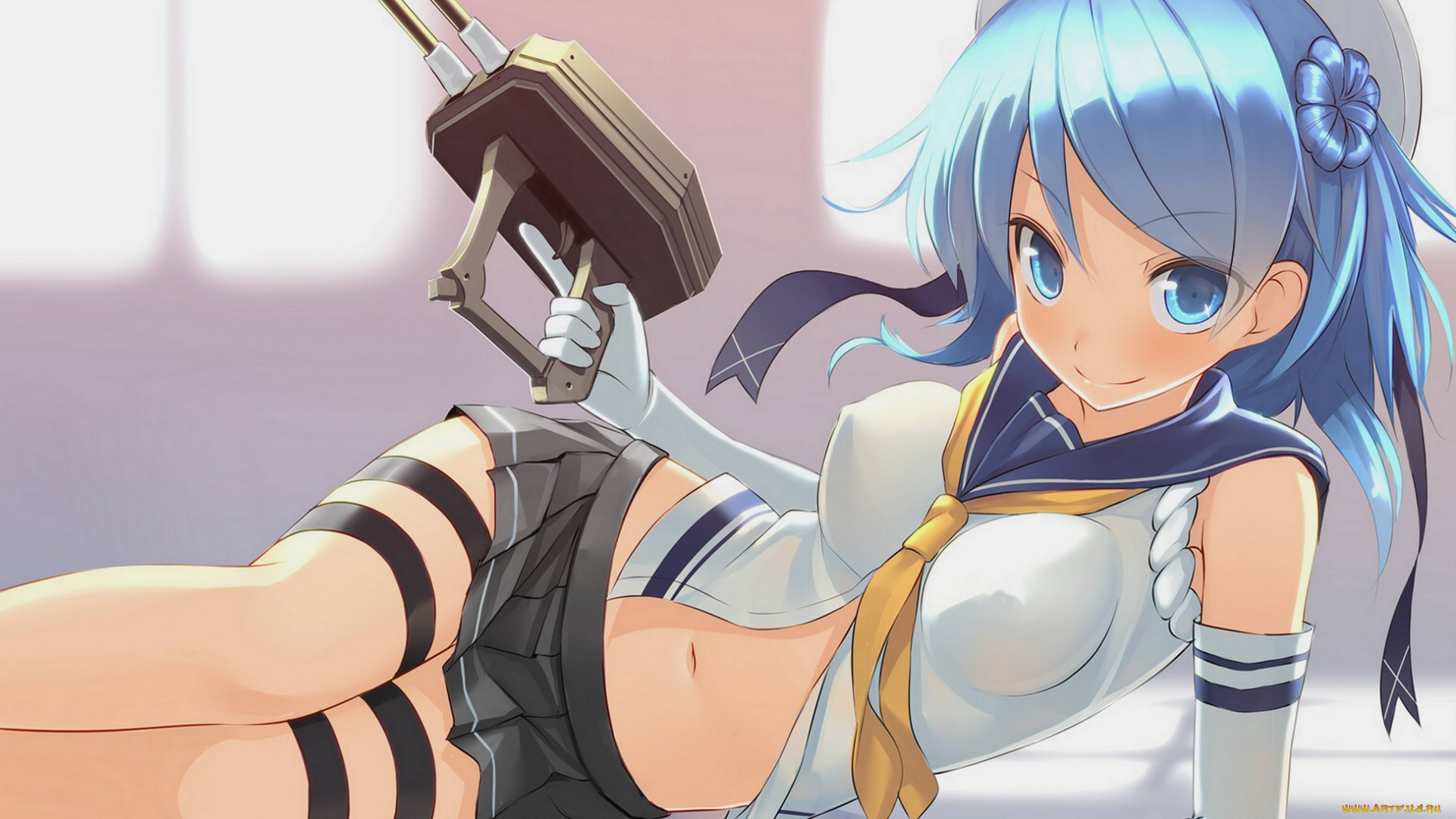 аниме, kantai, collection, лежит, девушка, арт