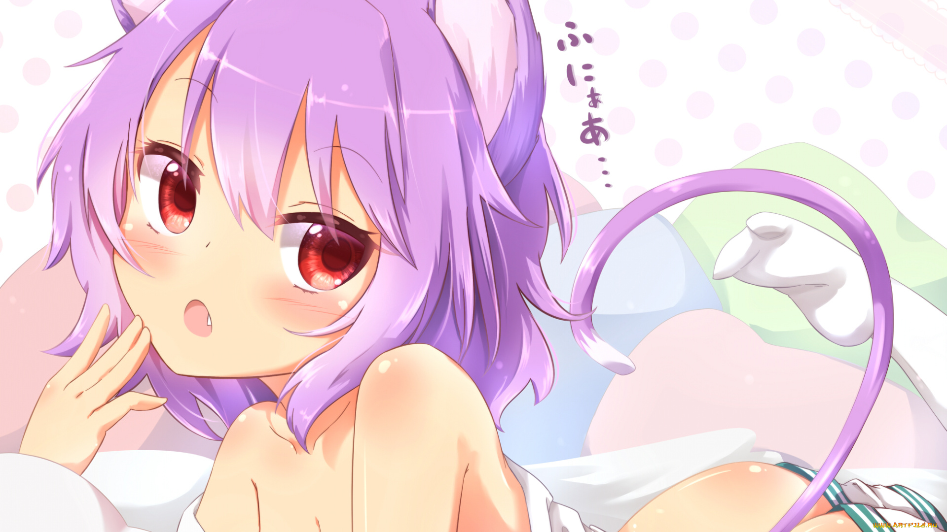 аниме, kantai, collection, взгляд, ушки, хвост, неко, девушка