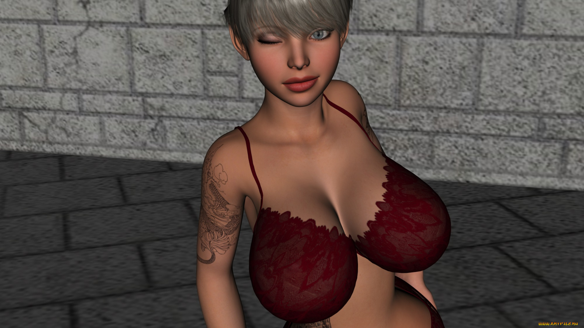 atael, 3д, графика, люди, , people, взгляд, девушка, купальник