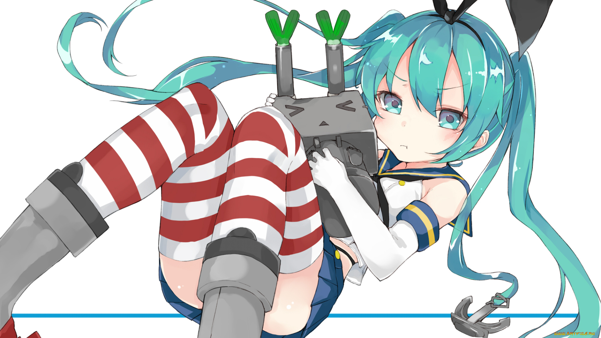 by, kou, mashiro, аниме, kantai, collection, робот, синие, волосы, девушка, арт, вокалоид, hatsune, miku, rensouhou-chan