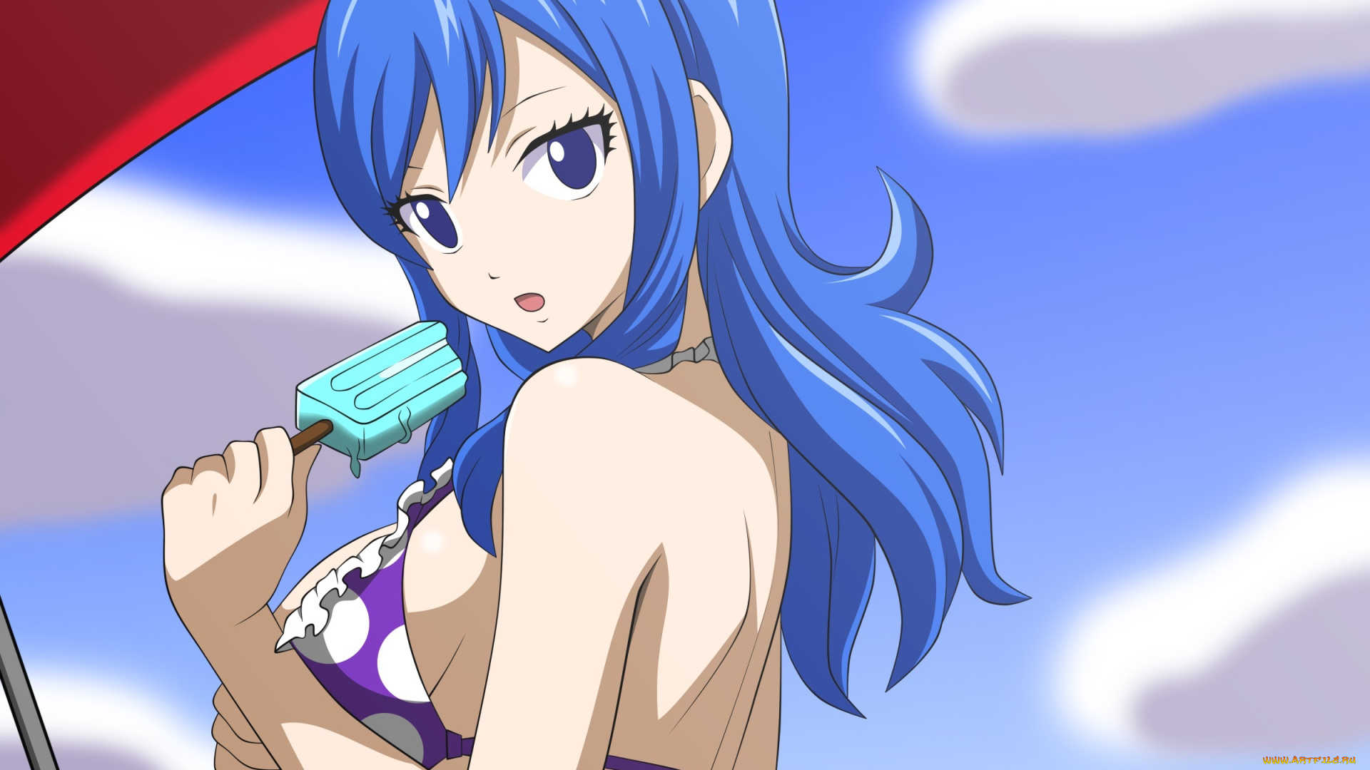 fairy, tail, аниме, взгляд, девушка, облака, juvia, loxar