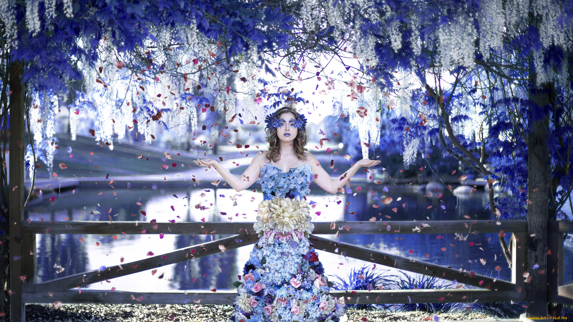 фэнтези, фотоарт, цветы, девушка, фото, арт