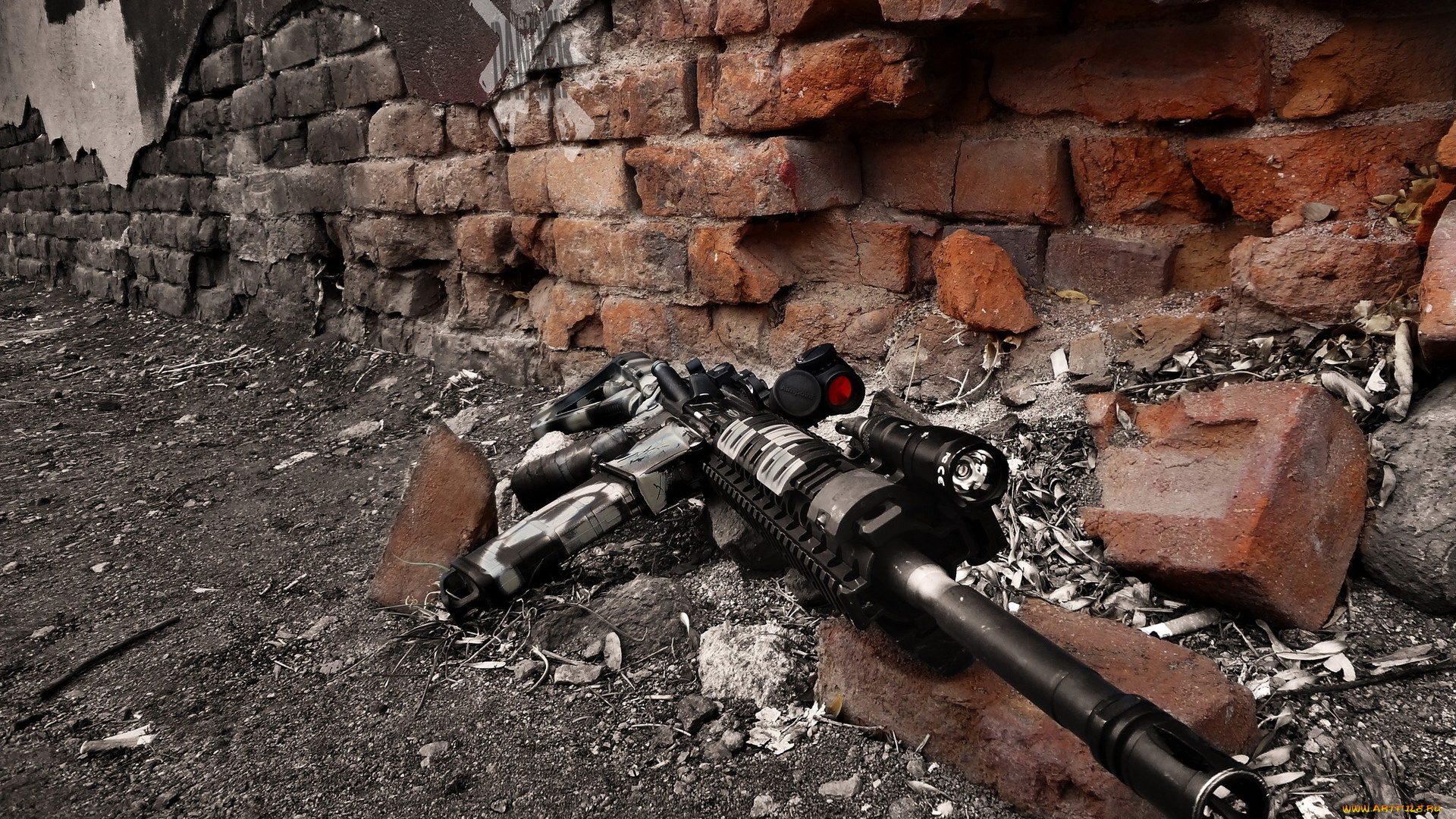 оружие, автоматы, стена, автомат