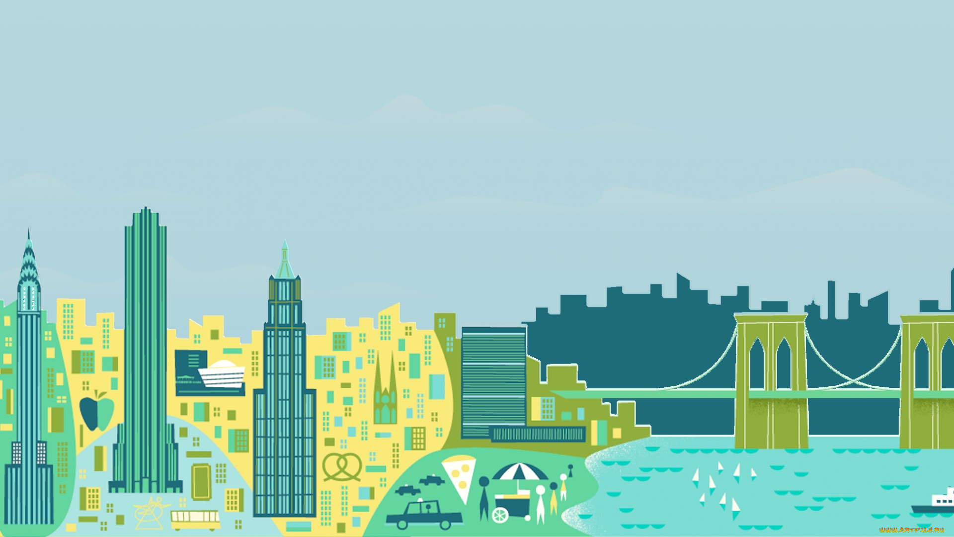 векторная, графика, город, дома