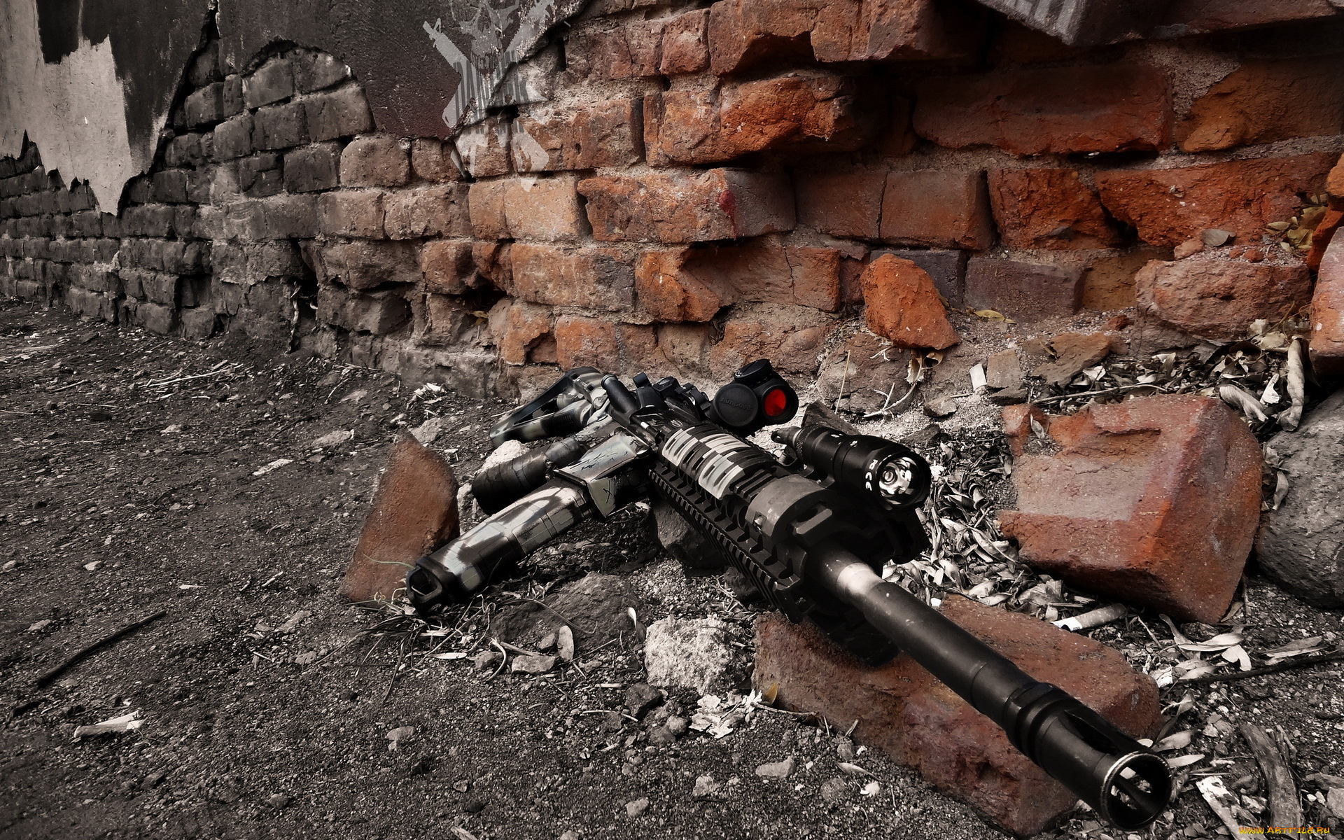 оружие, автоматы, стена, автомат