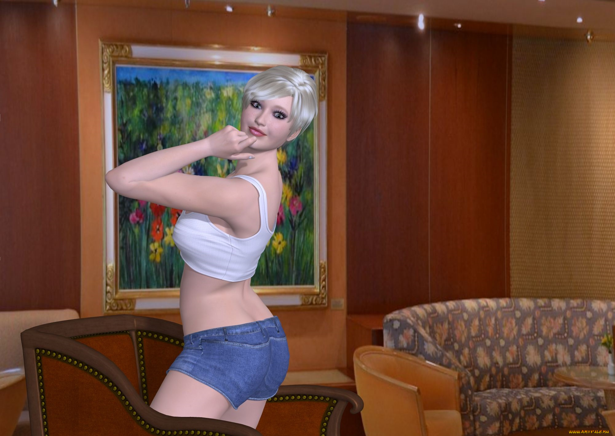 3д, графика, люди, , people, улыбка, блондинка, взгляд, девушка