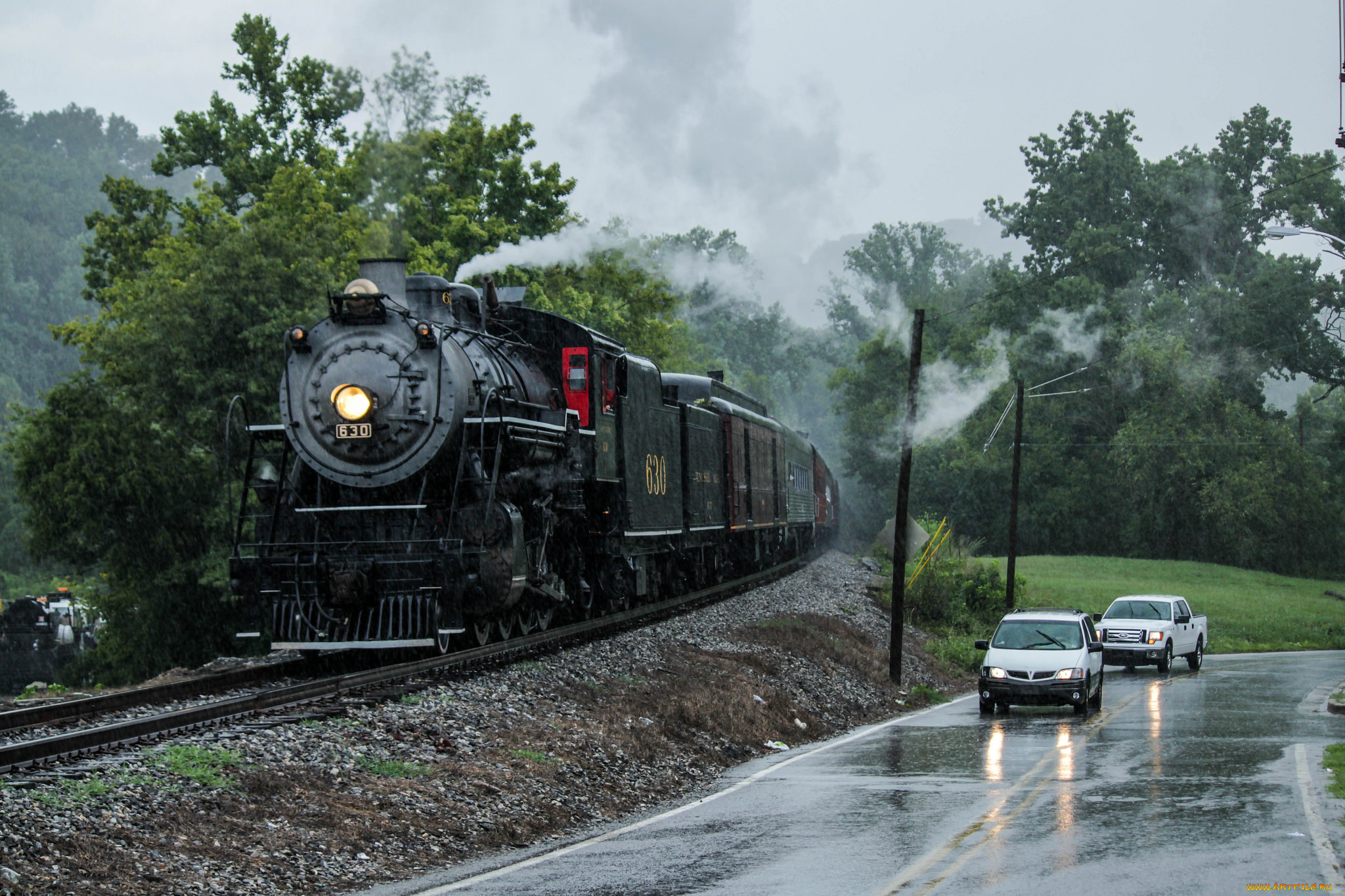 техника, паровозы, вагоны, паровоз, рельсы, дорога, железная