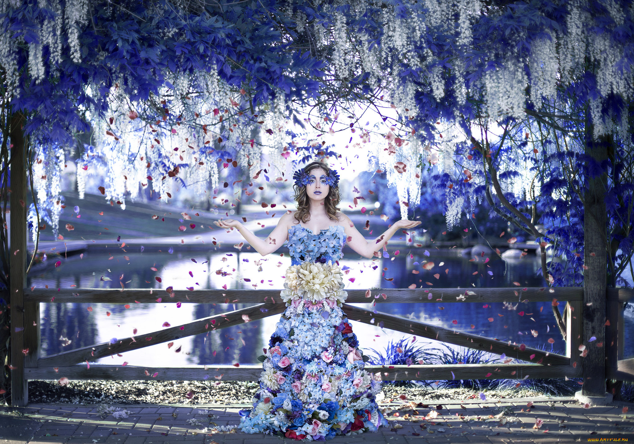 фэнтези, фотоарт, цветы, девушка, фото, арт