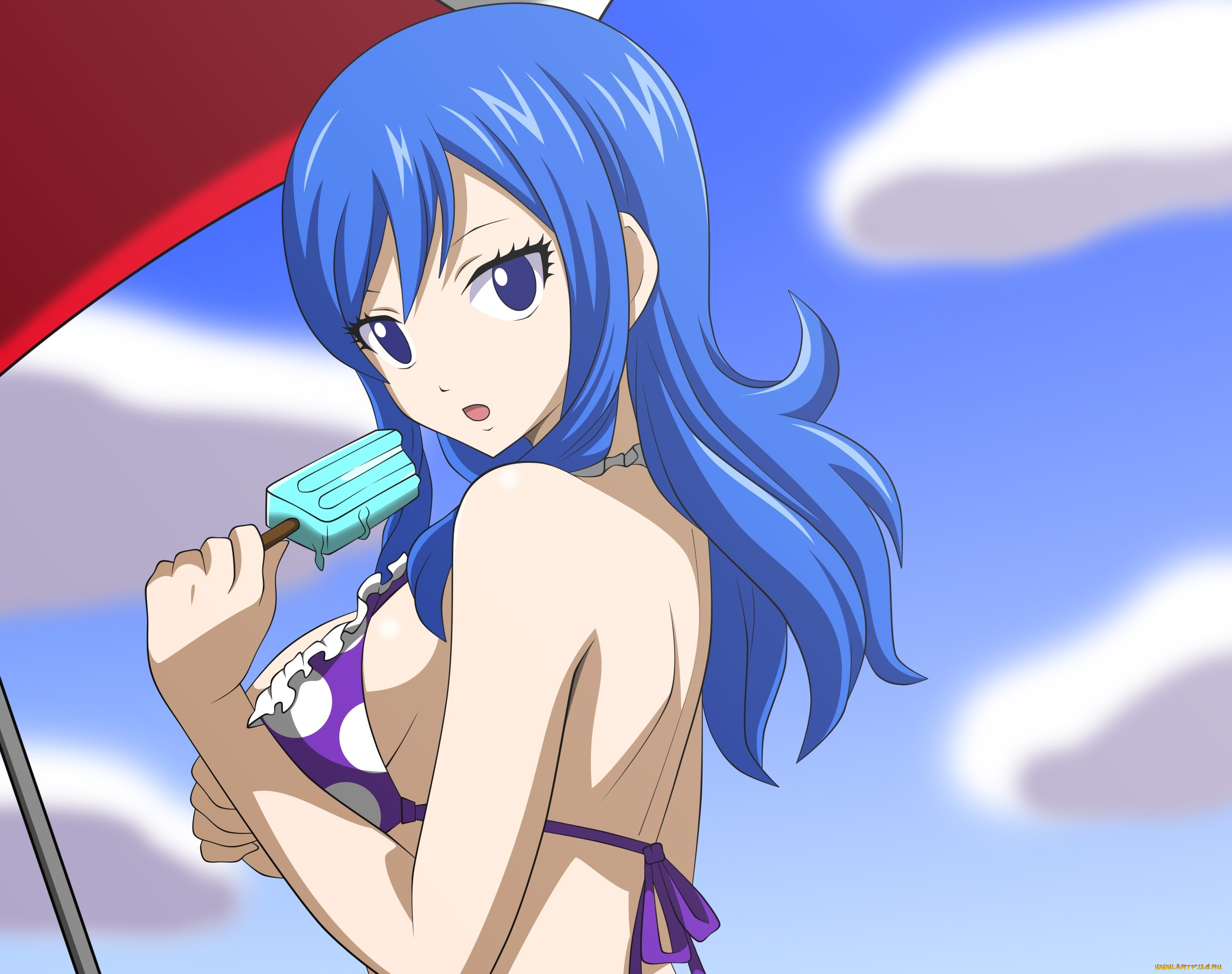 fairy, tail, аниме, взгляд, девушка, облака, juvia, loxar