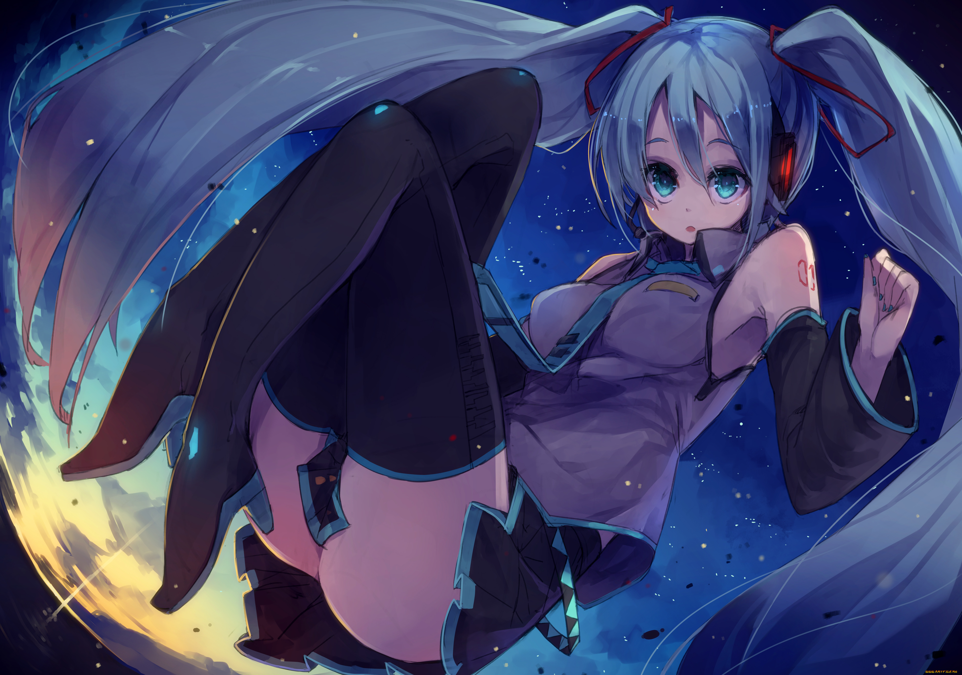 аниме, vocaloid, арт, девушка, hatsune, miku