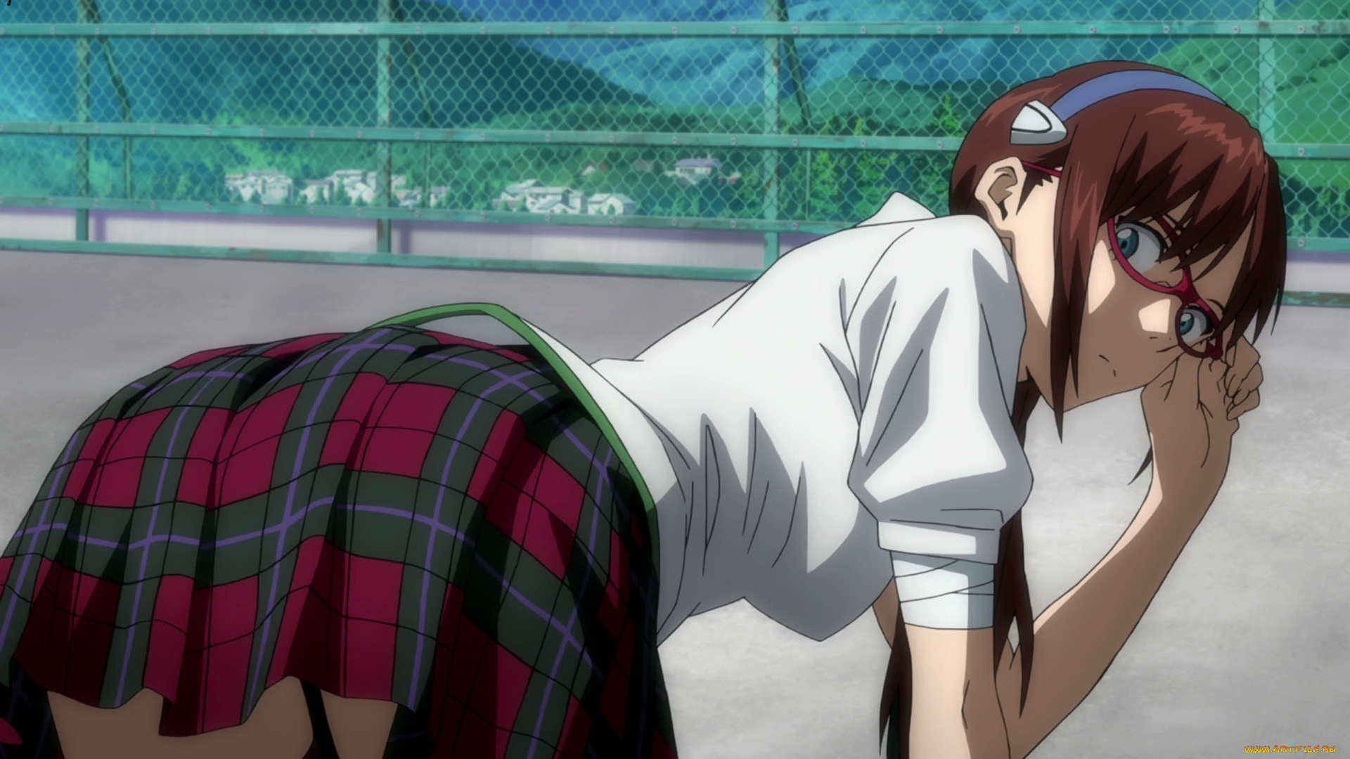 аниме, evangelion, девушка, взгляд, фон