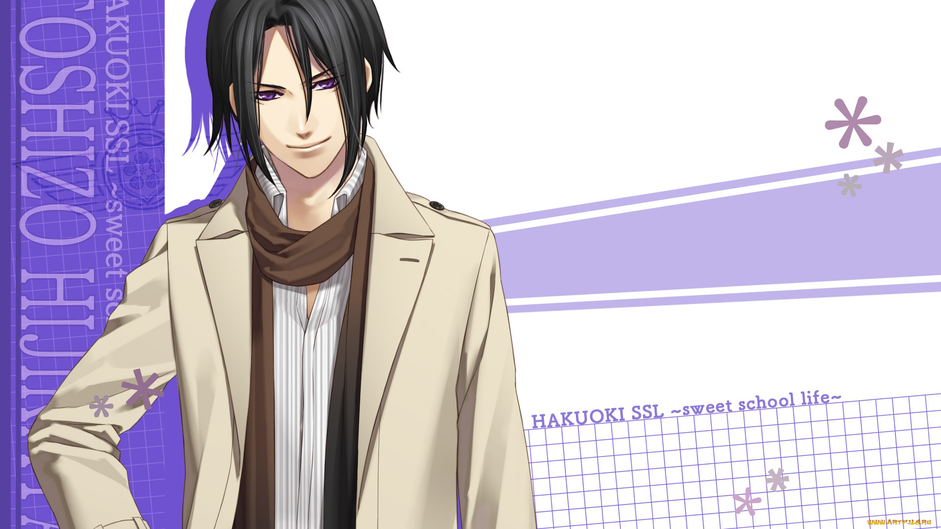 аниме, hakuouki, парень, взгляд, фон