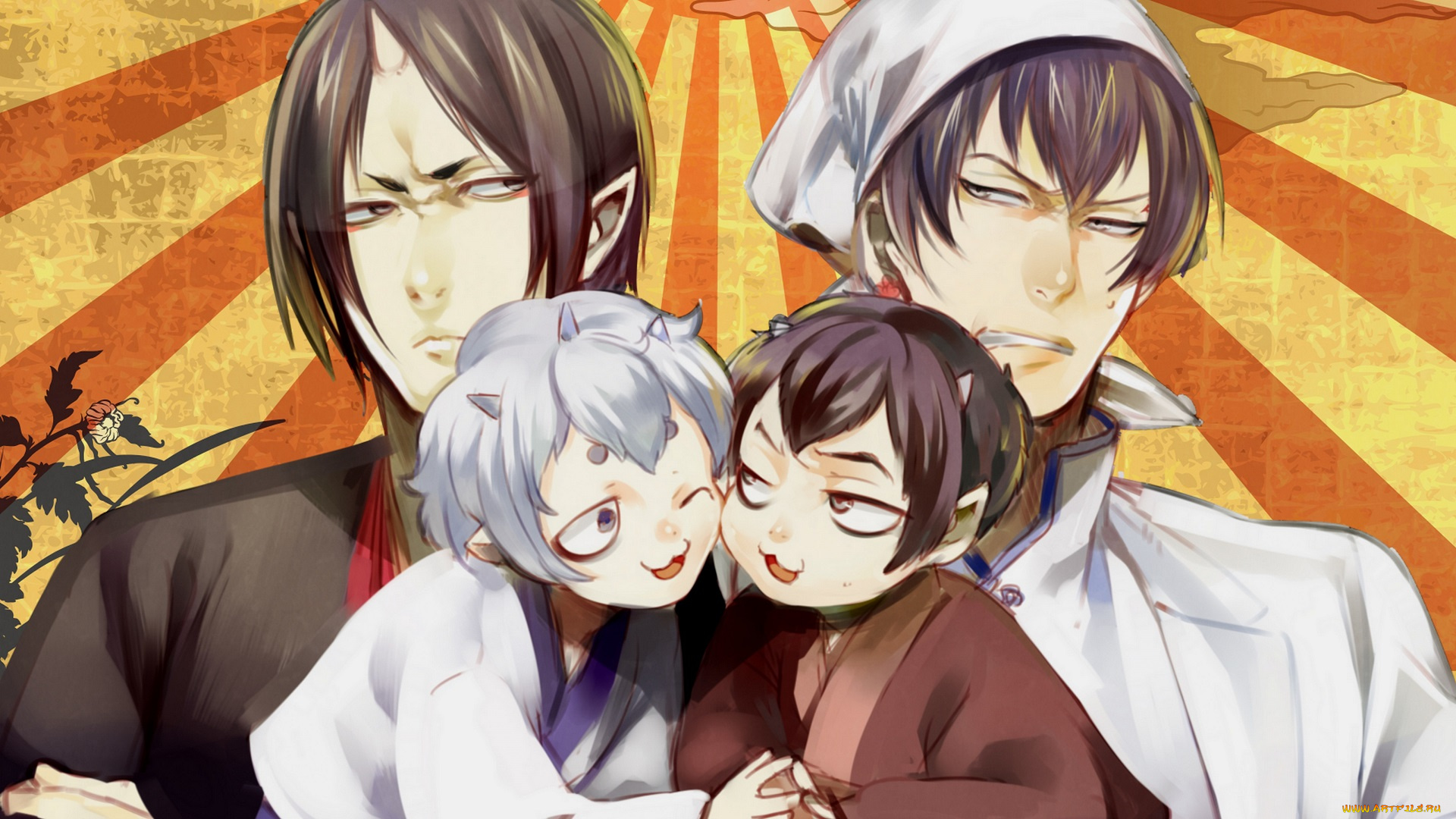 аниме, hoozuki, no, reitetsu, дети, парни