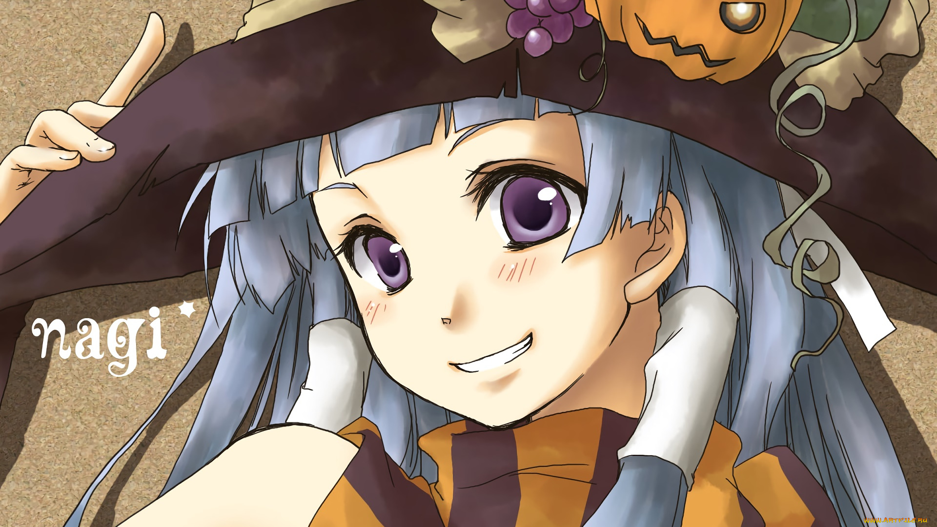 аниме, kannagi, девушка, взгляд, фон