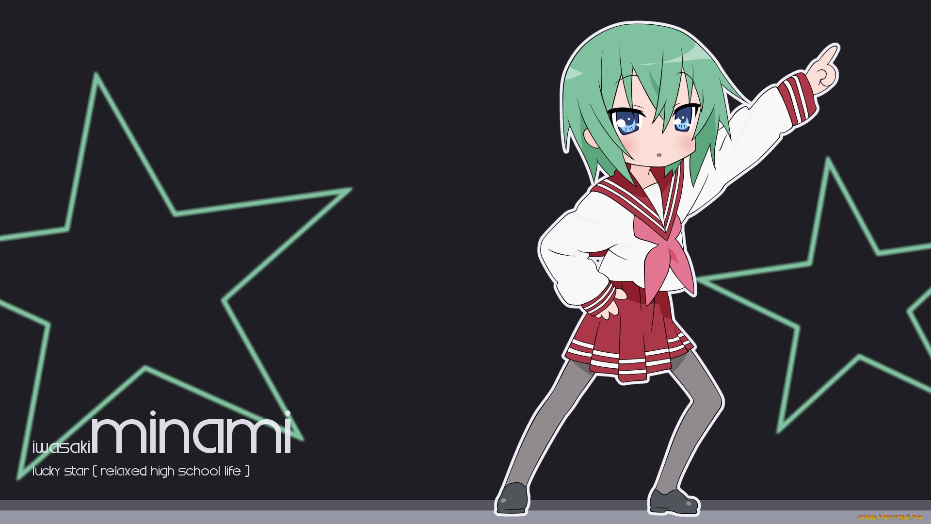 аниме, lucky, star, фон, взгляд, девушка